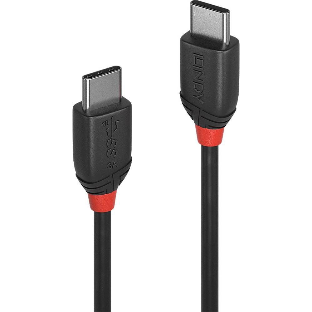 Lindy 0.5m USB 3.2 Typ C Kabel, 20 GBit/s, Black Line USB-Kabel, beidseitig verwendbarer Stecker