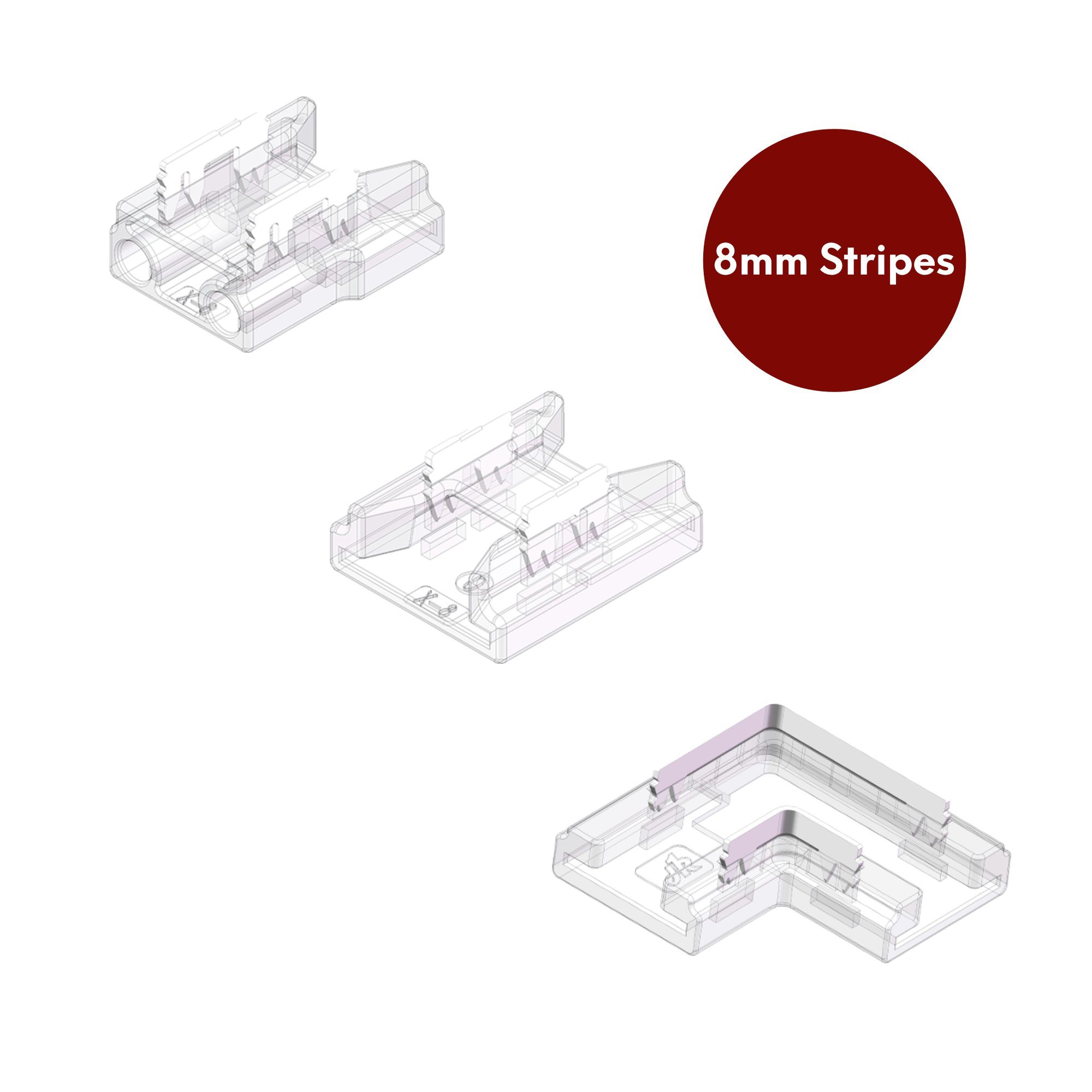 kalb LED Verbinder Set, 8mm COB/SMD 9-teilig, einfache Montage für DIY LED Stromkabel
