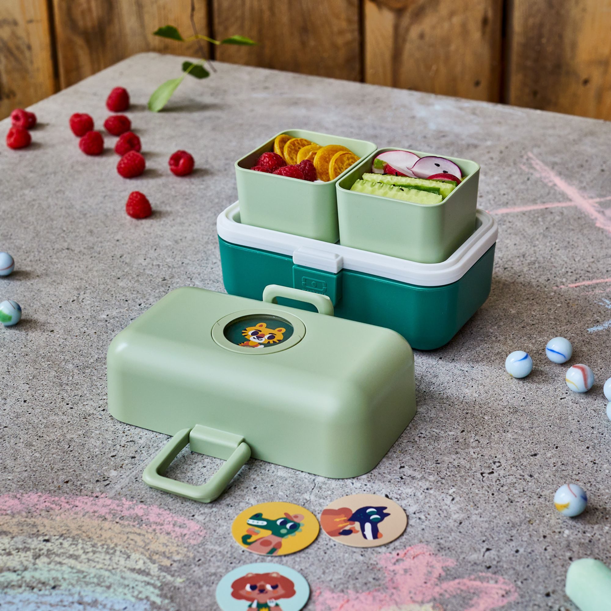 Monbento Lunchbox Kinder TRESOR 16 x 9.2cm Grün Lunch Bentobox 0.8L