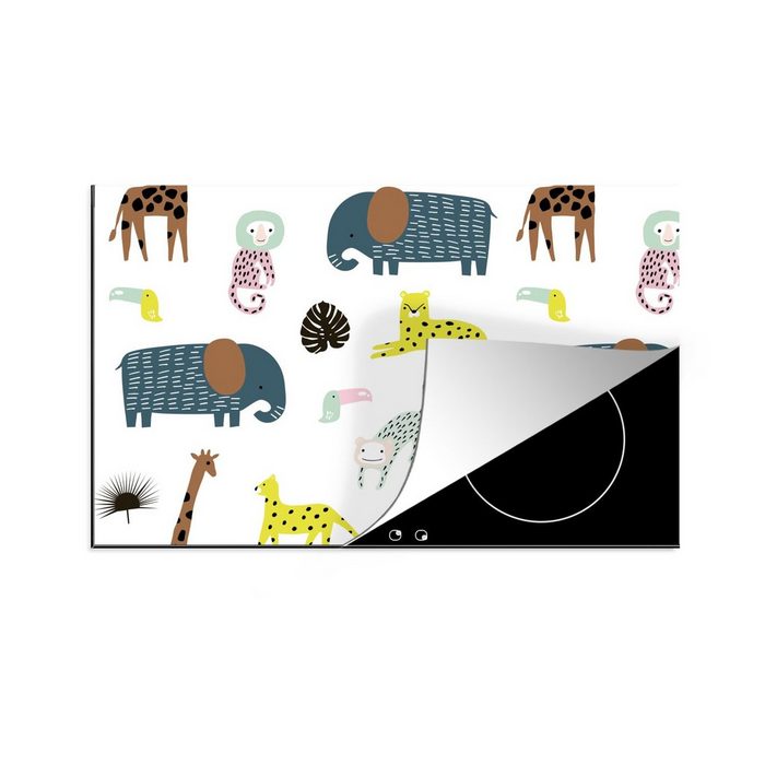MuchoWow Herdblende-/Abdeckplatte Tiere - Wilde Tiere - Weiß Vinyl (1 tlg) Ceranfeldabdeckung für die küche Induktionsmatte