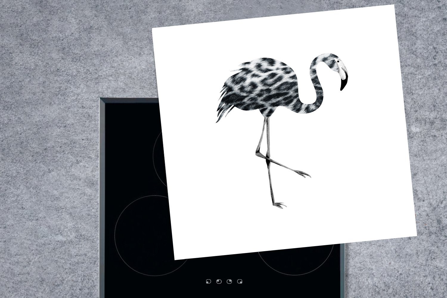 MuchoWow Herdblende-/Abdeckplatte - 78x78 Zeichnung, Arbeitsplatte Vogel küche - tlg), - Panther (1 Druck für Flamingo Vinyl, cm, Ceranfeldabdeckung