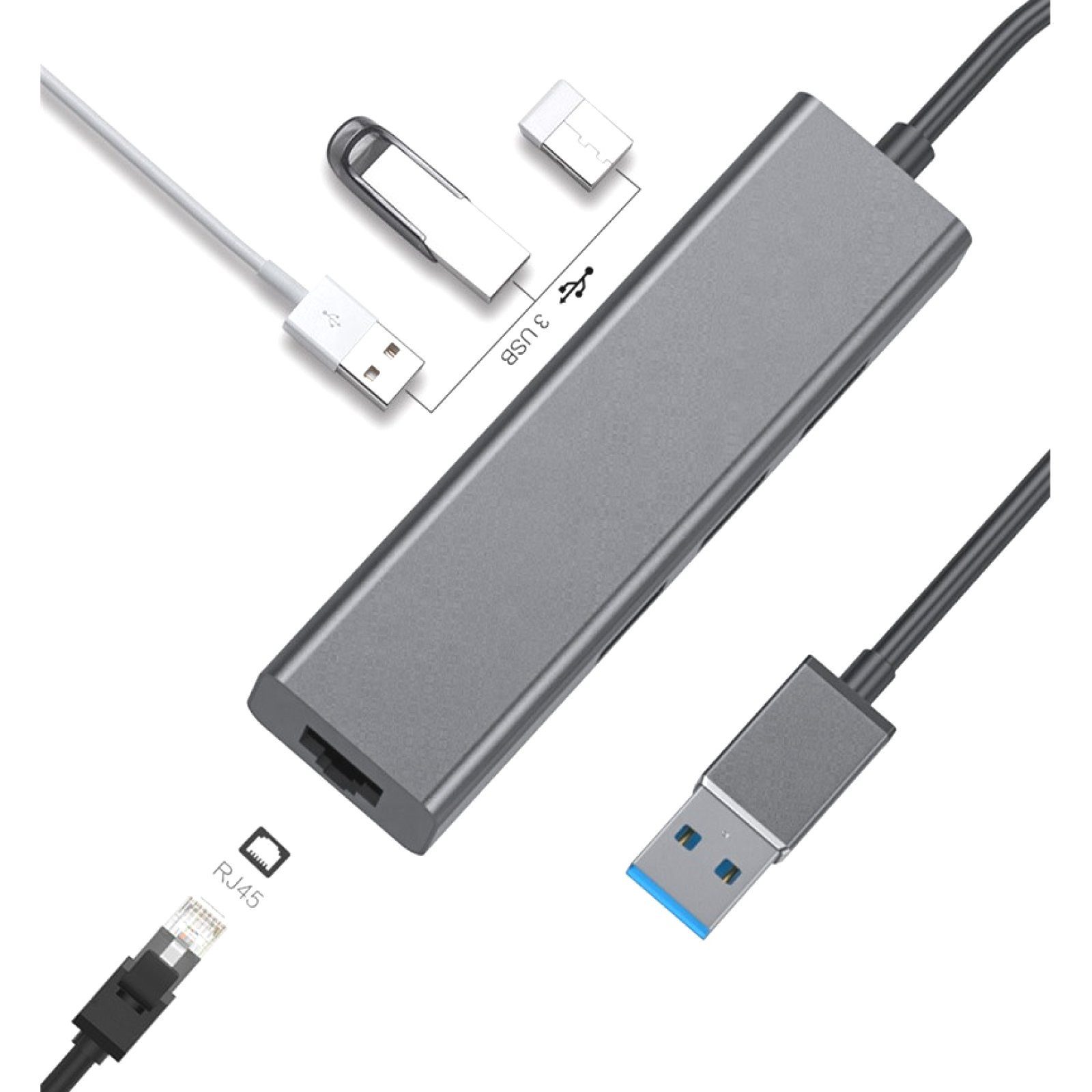 BRAINZAP USB 3.0 Gigabit Ethernet Adapter Netzwerk-Adapter, Gigabit Ethernet, RJ-45
