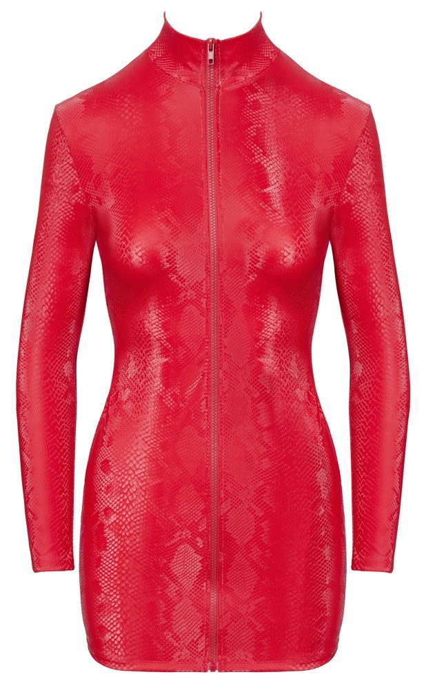 Cottelli Collection Minikleid Wetlook Mini-Kleid mit Schlangenmuster - rot (1-tlg) in trendiger roter Schlangenhaut-Optik – Bild 4 von 5