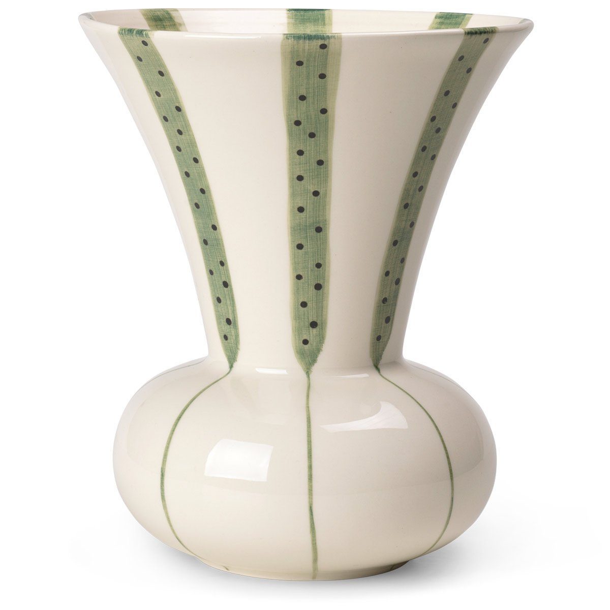 Grün; aus Signature; Dekovase cm Streifen-Design; Steingut im 20 Vase Tischvase Kähler H