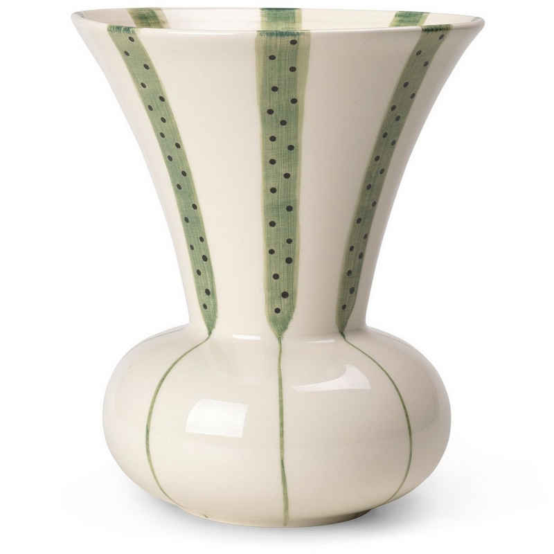 Kähler Tischvase Signature; Dekovase aus Steingut im Streifen-Design; Grün; Vase H 20 cm