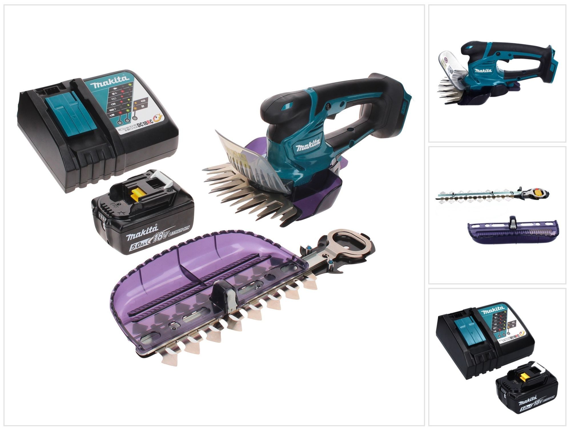 Makita Akku-Grasschere DUM 604 RT1X Akku Grasschere 18 V mit Gras- und Strauchscherblatt