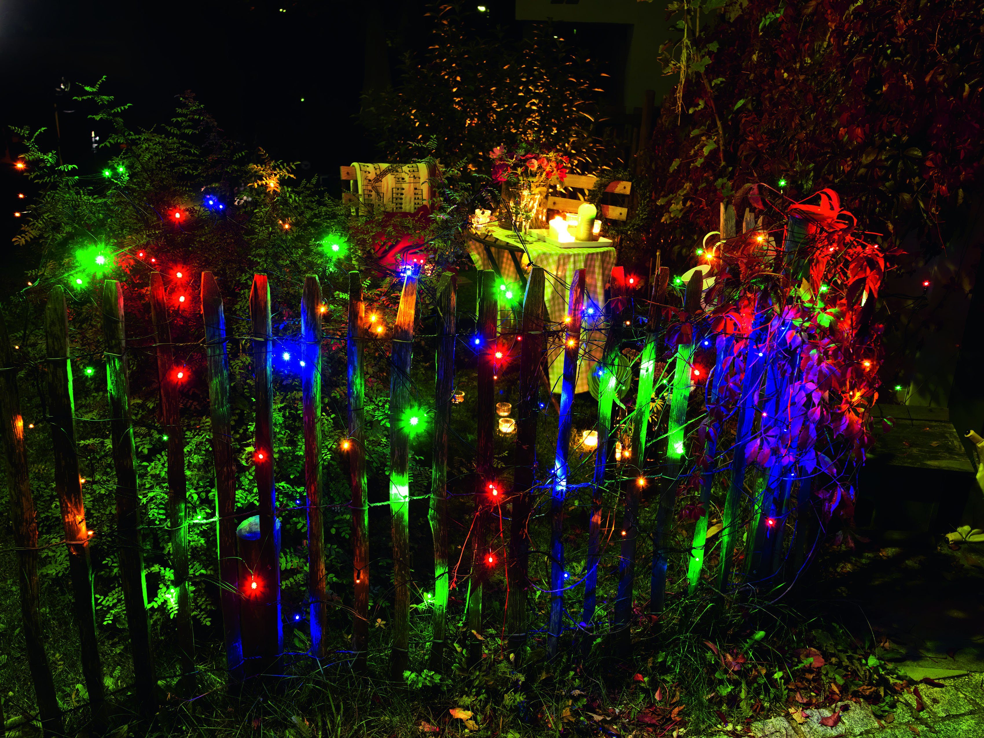 LED-Lichternetz Lichternetz, bunte 120-flammig, Weihnachtsdeko aussen, KONSTSMIDE Dioden LED 120