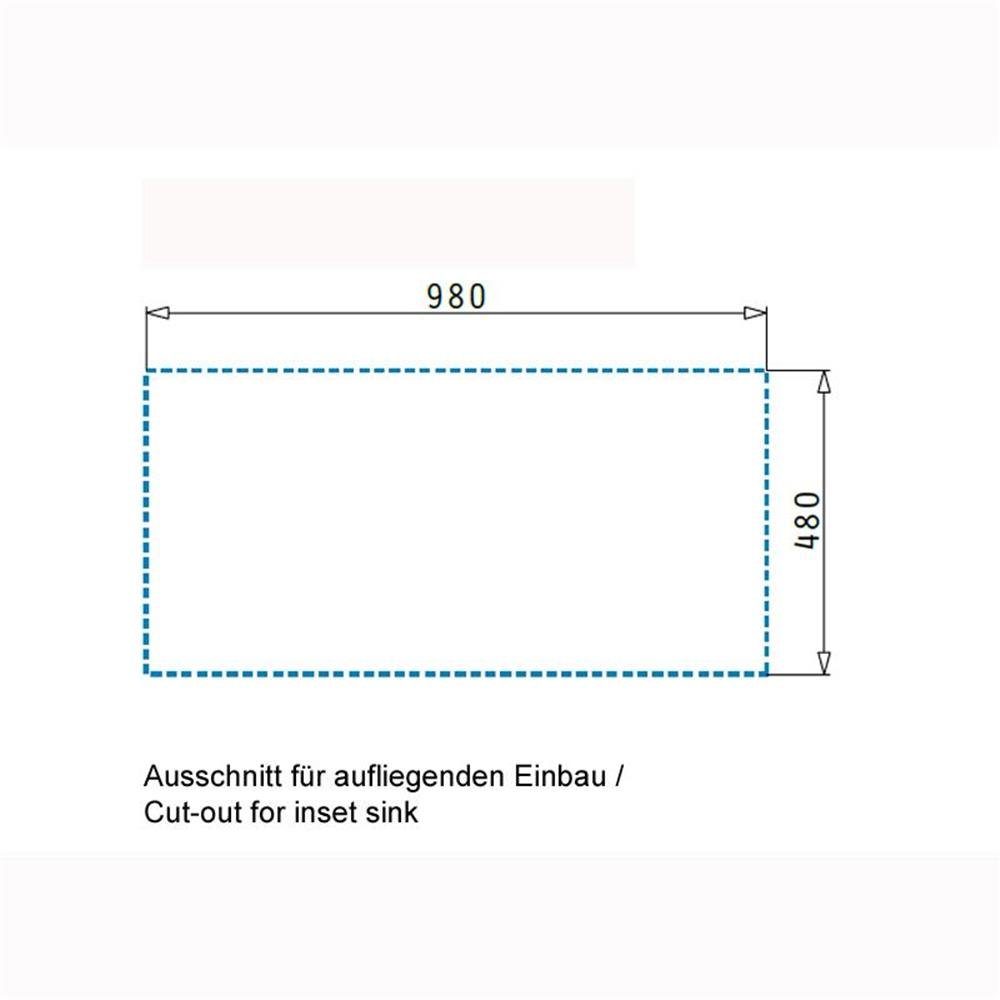 cm Pyramis Edelstahlspüle ATHENA 1D poliert, EXTRA 1 100/50 (100 FB 1/2B Pyramis 50) Edelstahl x