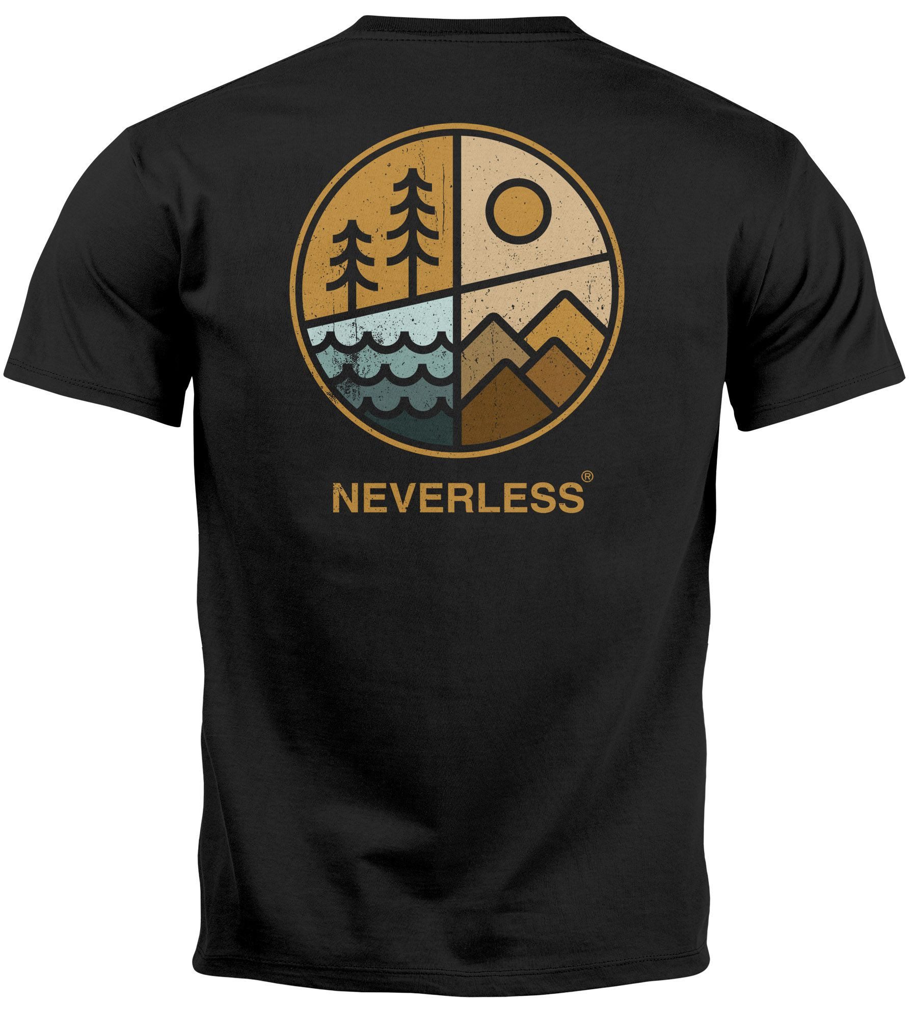 Neverless Print-Shirt Herren T-Shirt Backprint Natur Grafik Berge Wald Adve günstig online kaufen