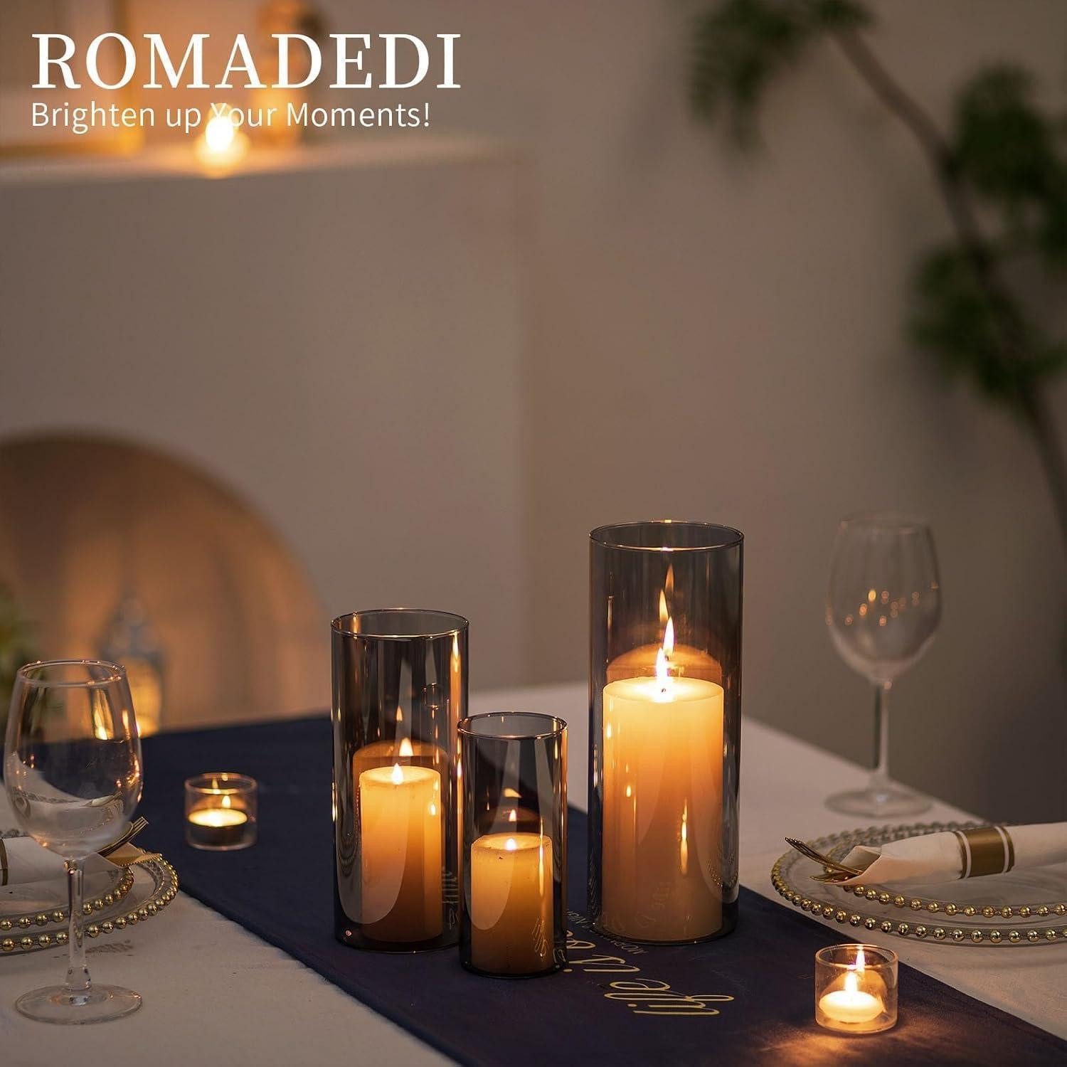 LuxusKollektion Windlicht Windlicht Glas Kerzenständer 3-tlg. Set Grau für günstig online kaufen