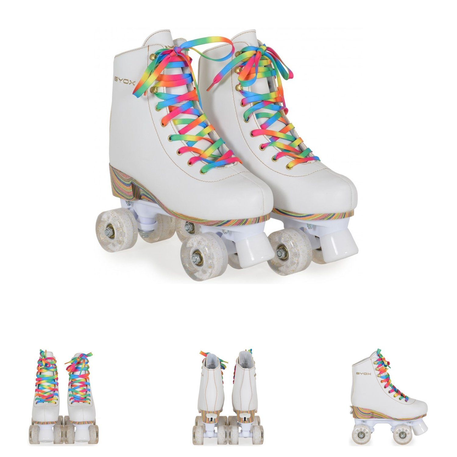 mit weiß, ABEC-5 Rollschuhe Größen Donna Lager, Glitzer, Rollschuhe Byox PU-Rollen versch.