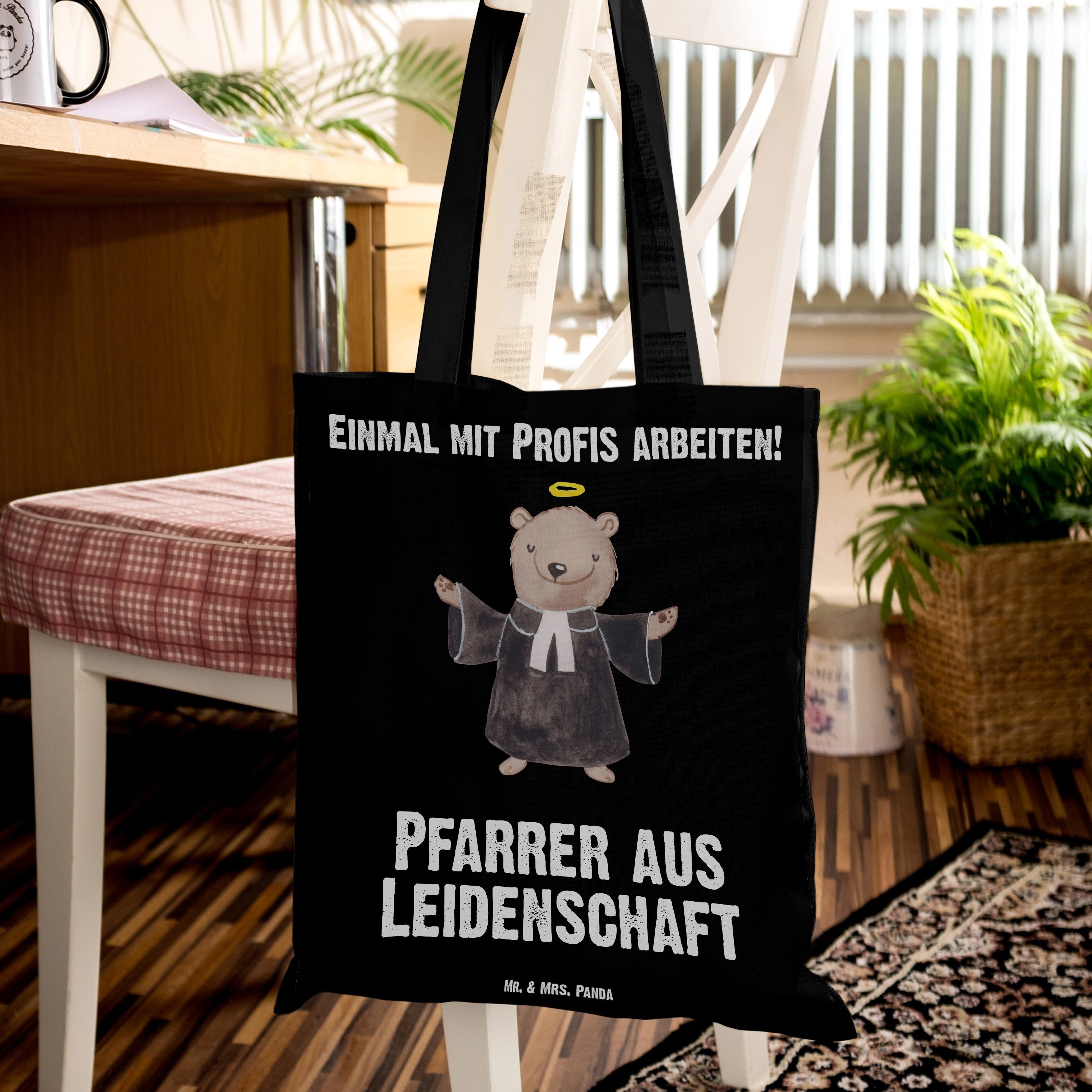 - Mr. Arbeit Geschenk, Panda - Leidenschaft Einkaufstasche, & aus (1-tlg) Tragetasche Pfarrer Schwarz Mrs.