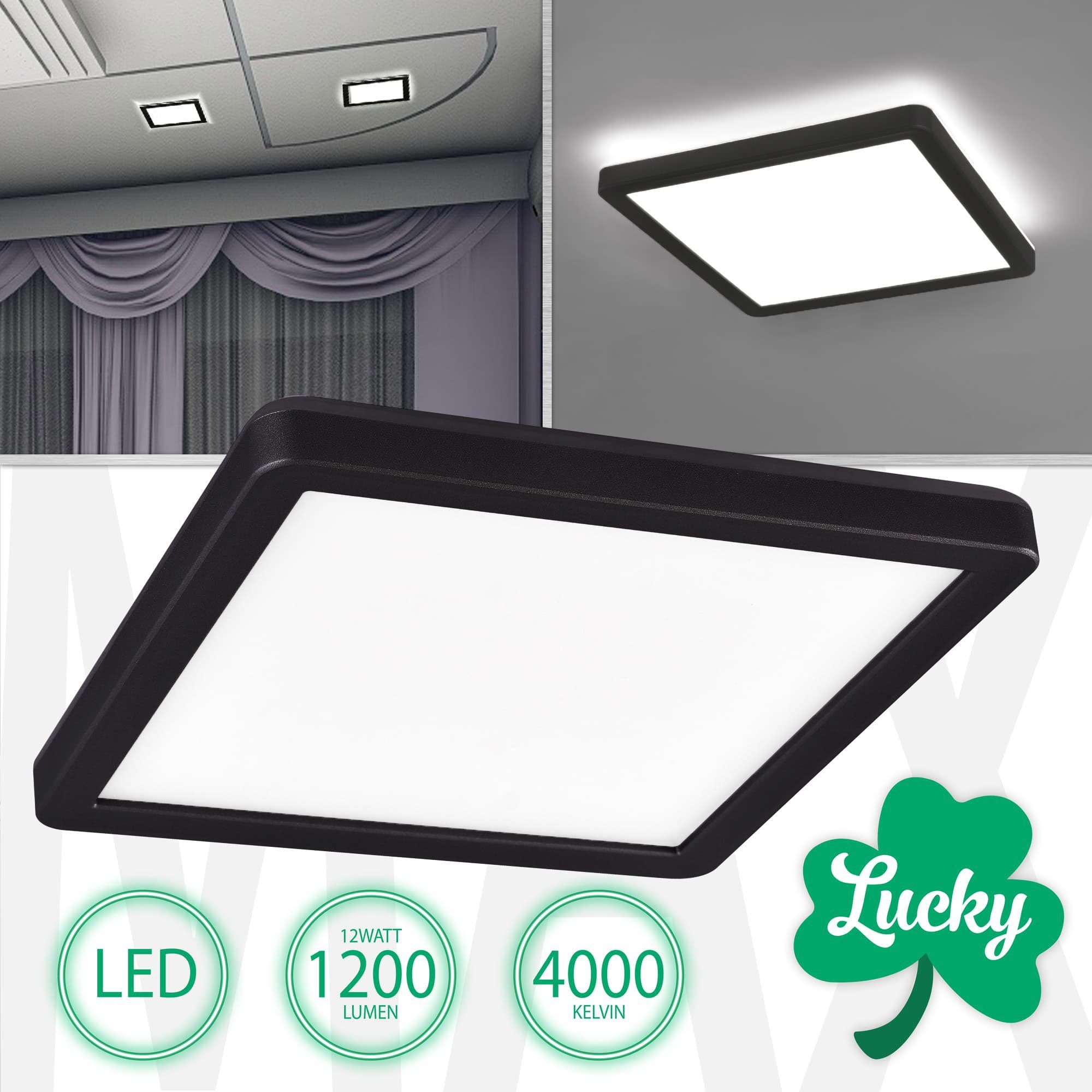 Maxkomfort LED Deckenleuchte Lucky, LED fest integriert, Tageslichtweiß, Neutralweiß, Deckenleuchte, Wandleuchte, Deckenlampe, Wandlampe, LED schwarz