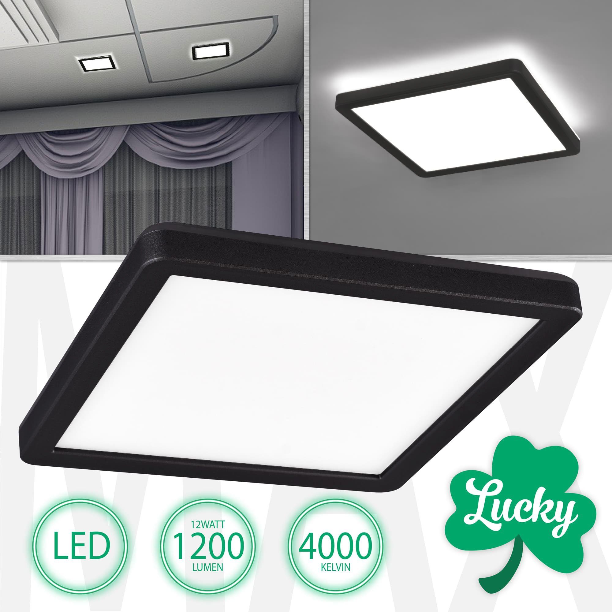 Deckenleuchte, Tageslichtweiß, Deckenleuchte Lucky, fest schwarz LED LED Maxkomfort Deckenlampe, integriert, Wandleuchte, Neutralweiß, LED Wandlampe,