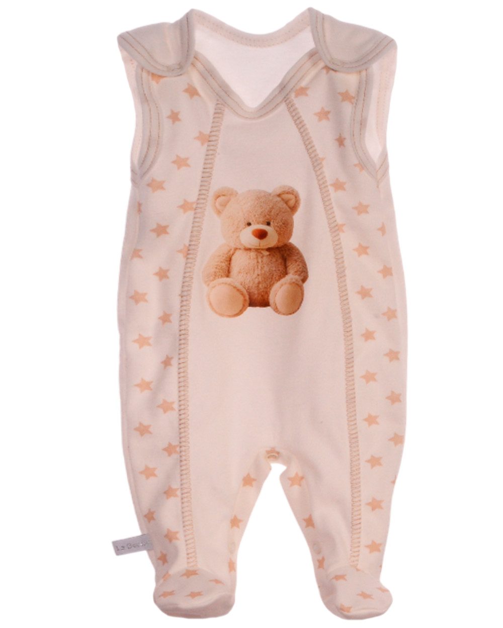 La Bortini Strampler Baby Stramplerhose Einteiler ärmellos unisex mit Bärchen aus Baumwolle, 44 50 56 62 68 74