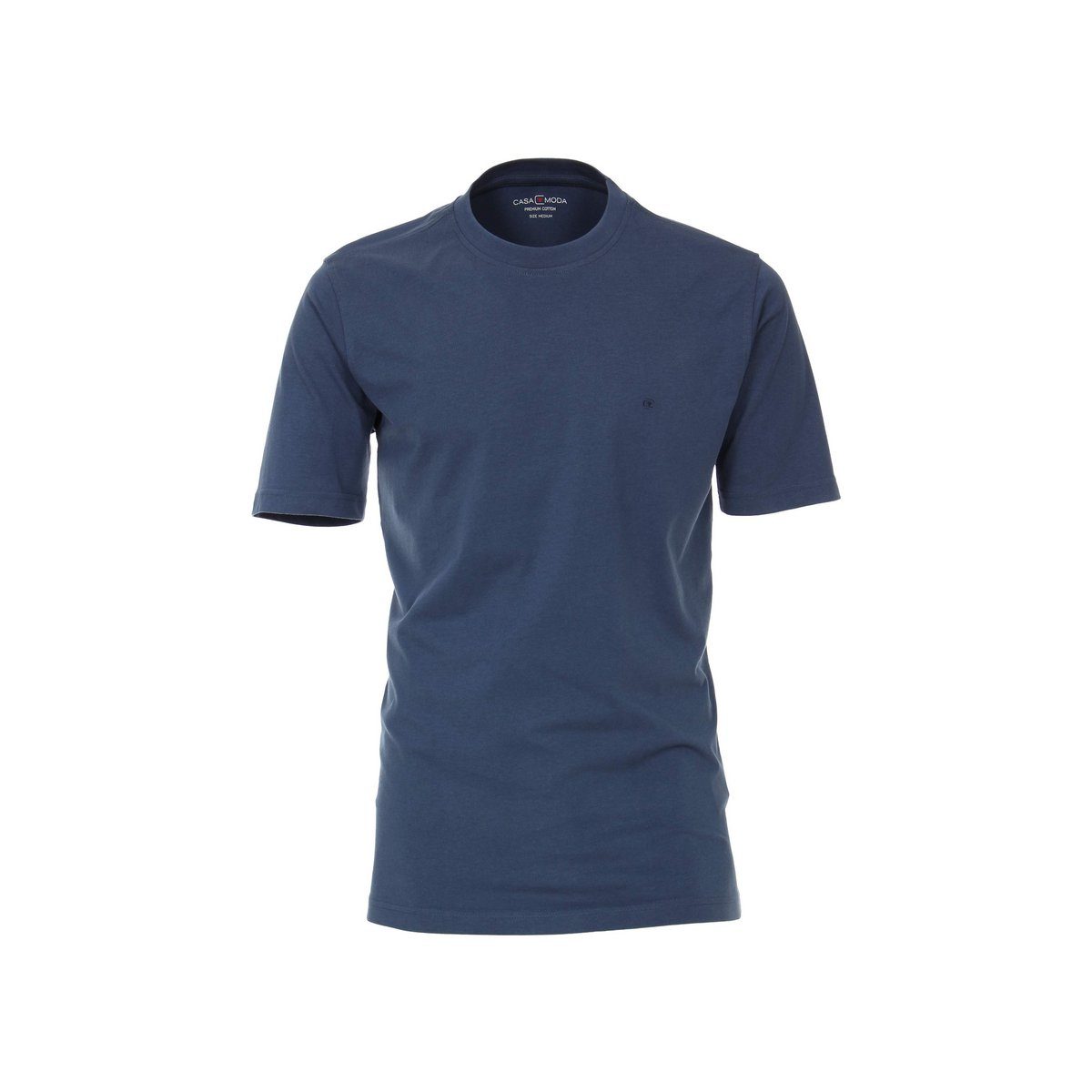 CASAMODA T-Shirt schwarz regular (1-tlg) graues Mittelblau