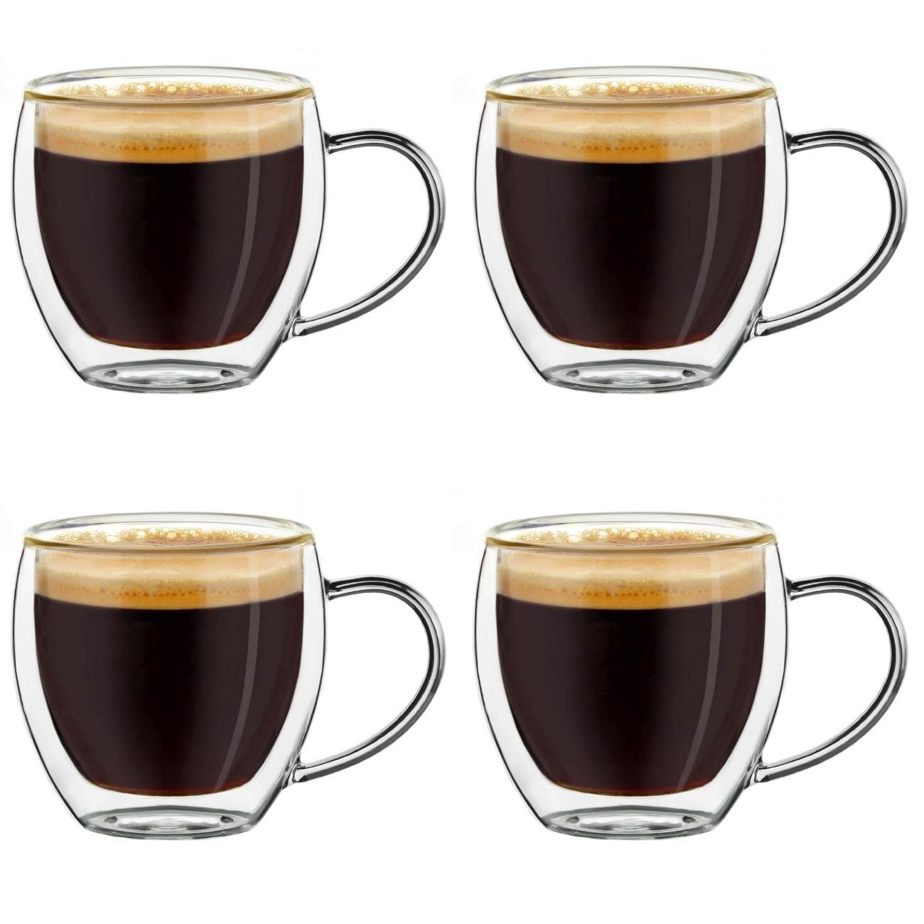 Teeglas Thermoglas Espressoglas hoch mit Henkel 4er Set; 100ml