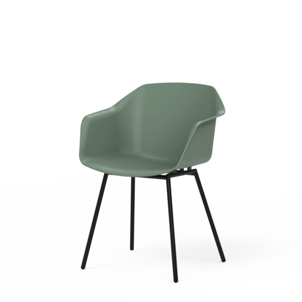 FurnitureElements Schalenstuhl grün Kunststoffsitzschale, Leaf Metallgestell, One, Premium