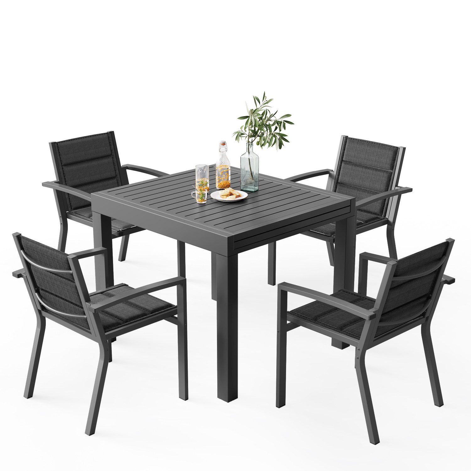 HOMALL Gartentisch 81.5*81.5/163*81.5CM Gartentisch 4/6 Gartenstühle günstig online kaufen