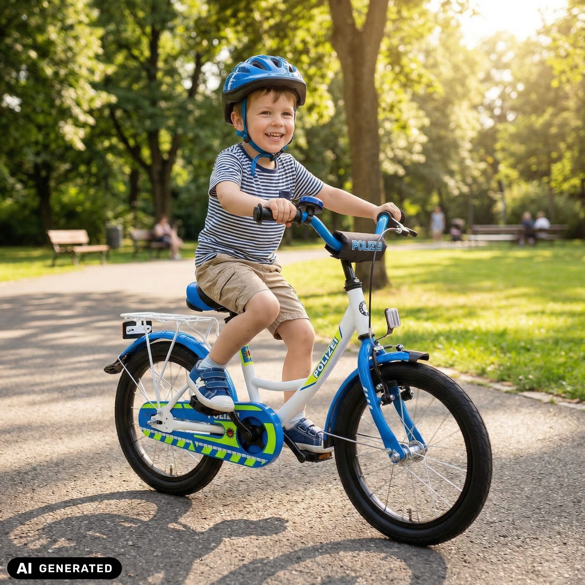 Bachtenkirch Kinderfahrrad Polizei 16 Zoll Fahrrad für Kinder ab 4 Jahre Polizeifahrrad, Sitzhöhe: 51 – 57 cm, Geeignet ab Innenbeinlänge: 50 cm