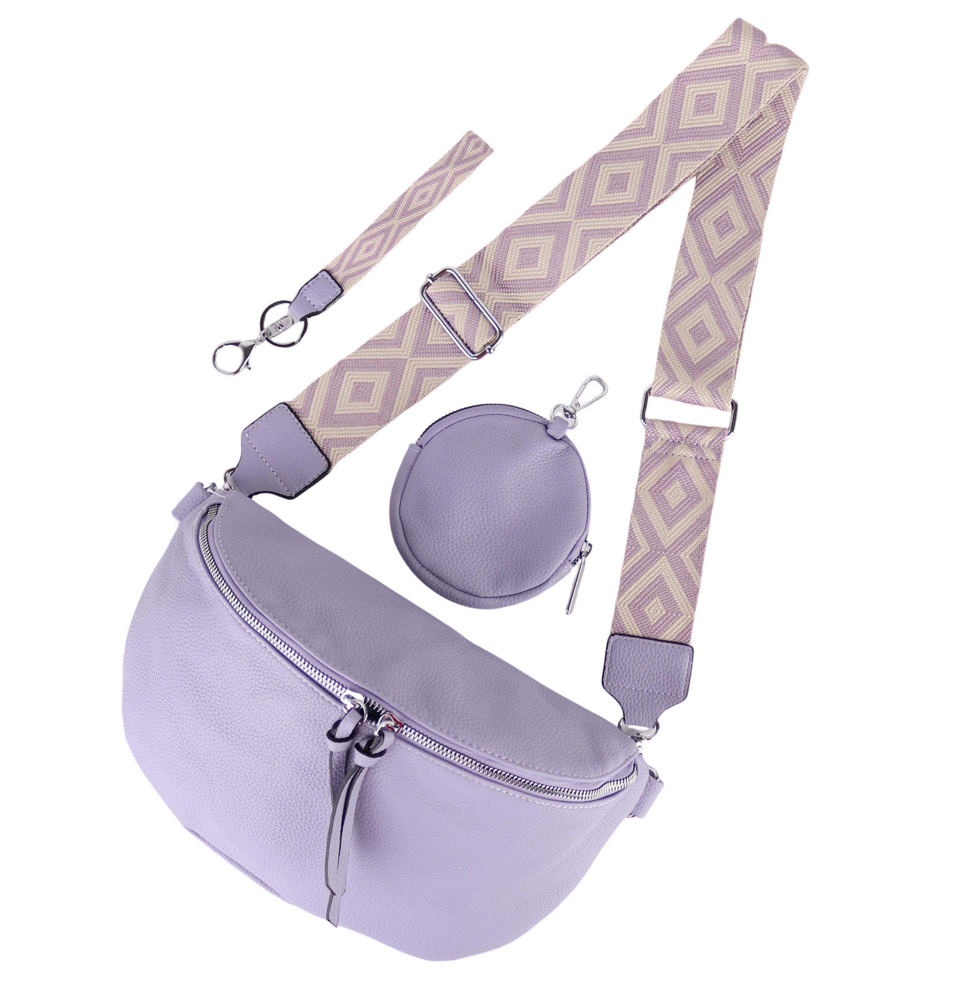 MIRROSI Bauchtasche Damen Taschen, Umhängetasche, Brusttasche, 30x19x10cm Veganes Leder (Schultertasche für jeden Anlass, (dazu 1x Schlüsselband und 1x Münzenbeutel), Crossbody Bag, Bohemian gemusterten & verstellbaren Schulterriemen