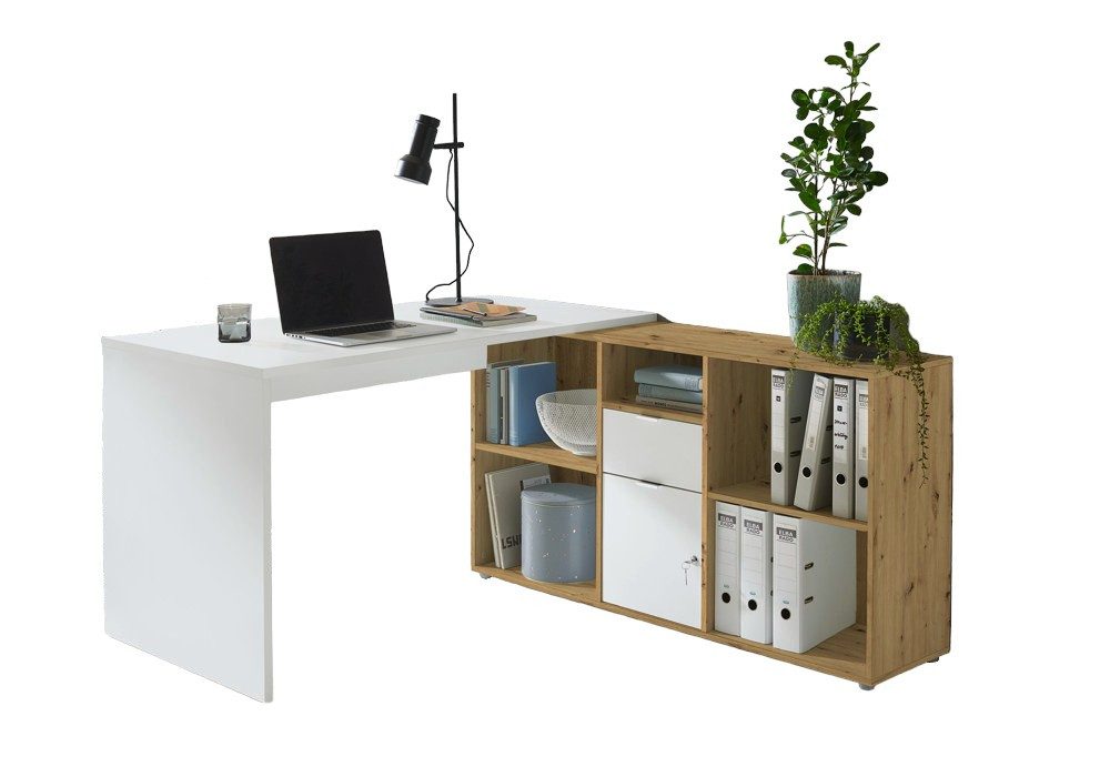 BMG Möbel Eckschreibtisch Lena (mit abschließbarer Tür, Computertisch, Wink günstig online kaufen
