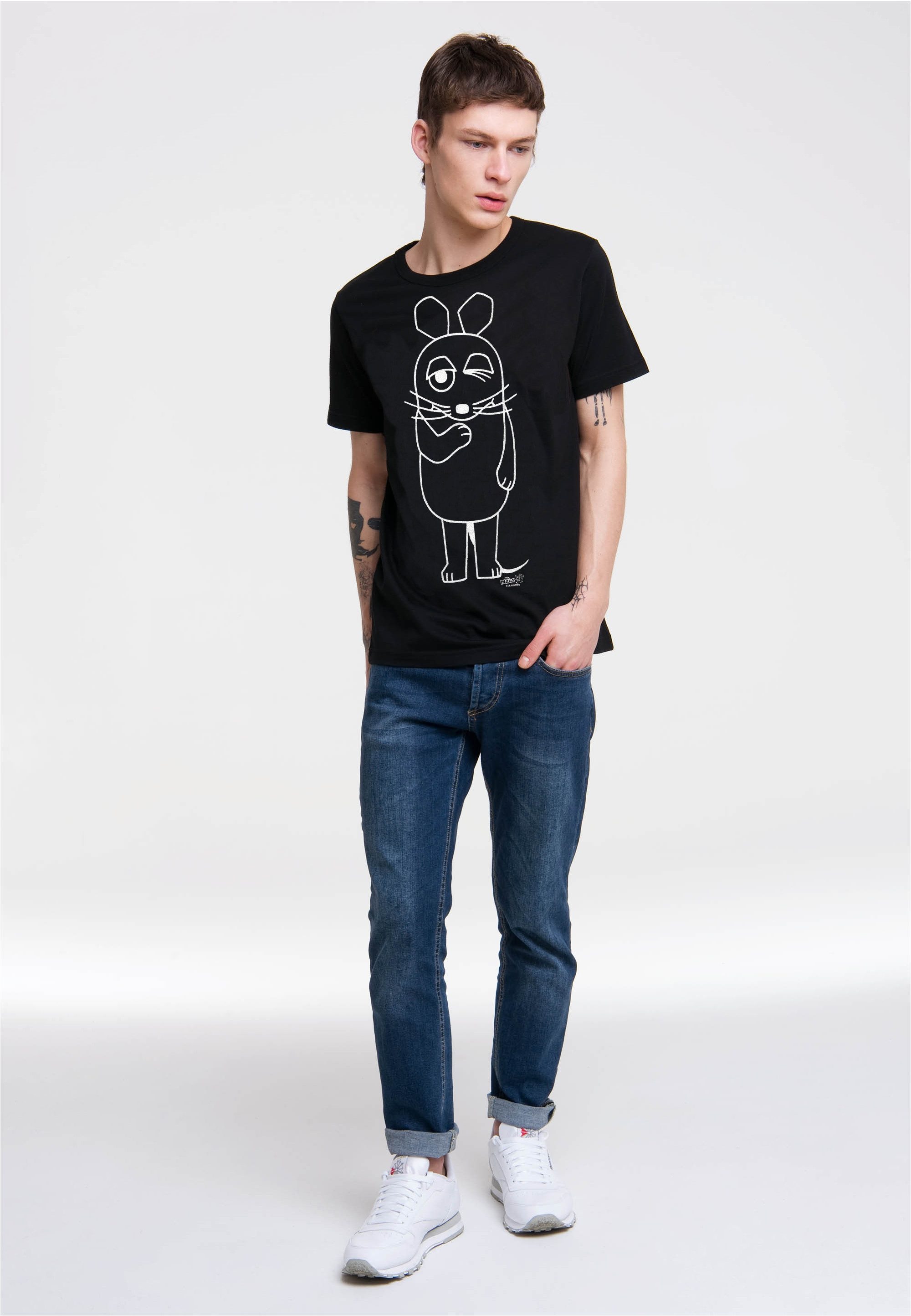LOGOSHIRT T-Shirt Maus - Outline mit coolem Print