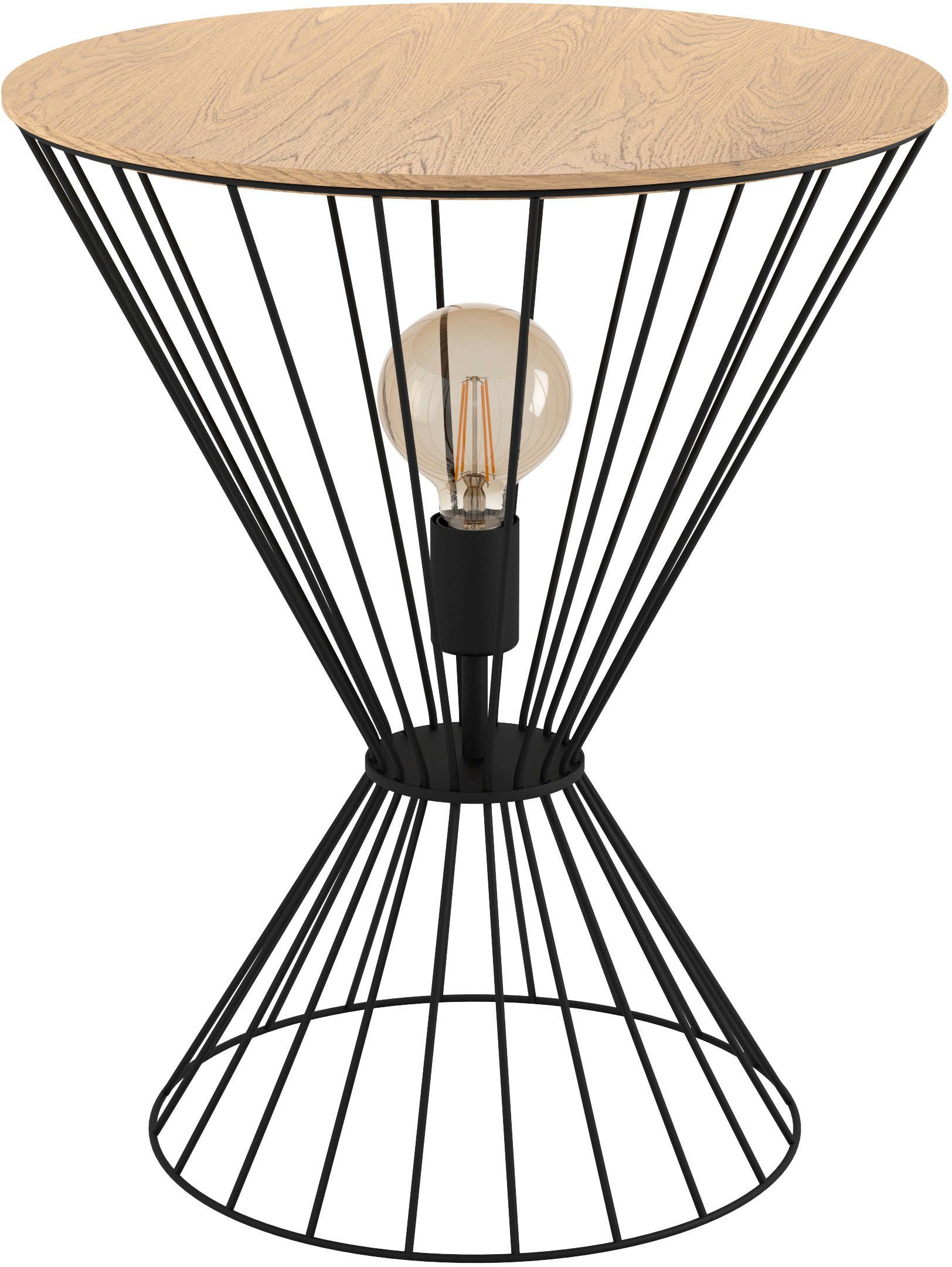 EGLO Tischleuchte DESIERTO, Leuchtmittel wechselbar, ohne Leuchtmittel,  Tischleuchte in schwarz und braun aus Stahl, Holz - exkl. E27 - 40W