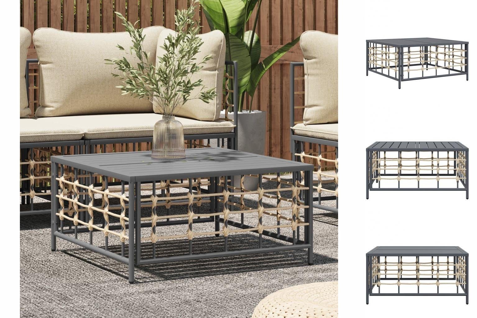 Anthrazit 70x70x34 Rattan Couchtisch vidaXL cm Poly Gartentisch Sofatisch Gartentisch Kaf