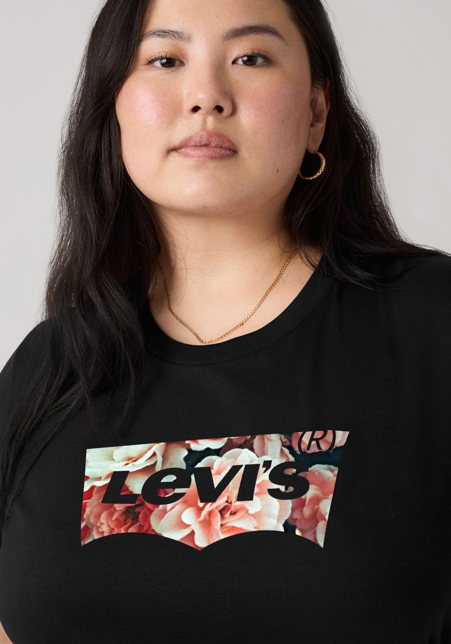 Levi's® Plus T-Shirt PL PERFECT TEE Florales Batwing-Logo – Bild 4 von 5