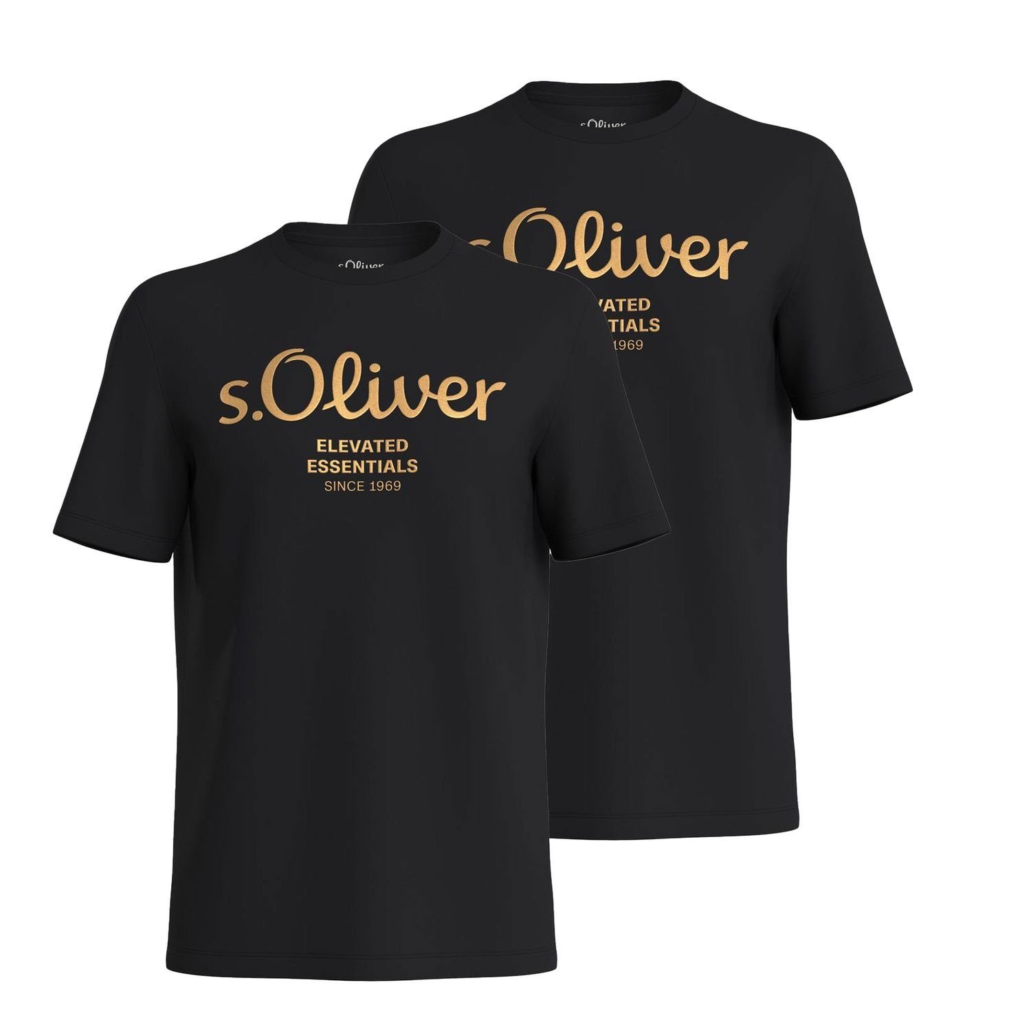 s.Oliver T-Shirt Casual (2-tlg) mit Rundhals-Ausschnitt, kurzarm, Logo-Aufd günstig online kaufen