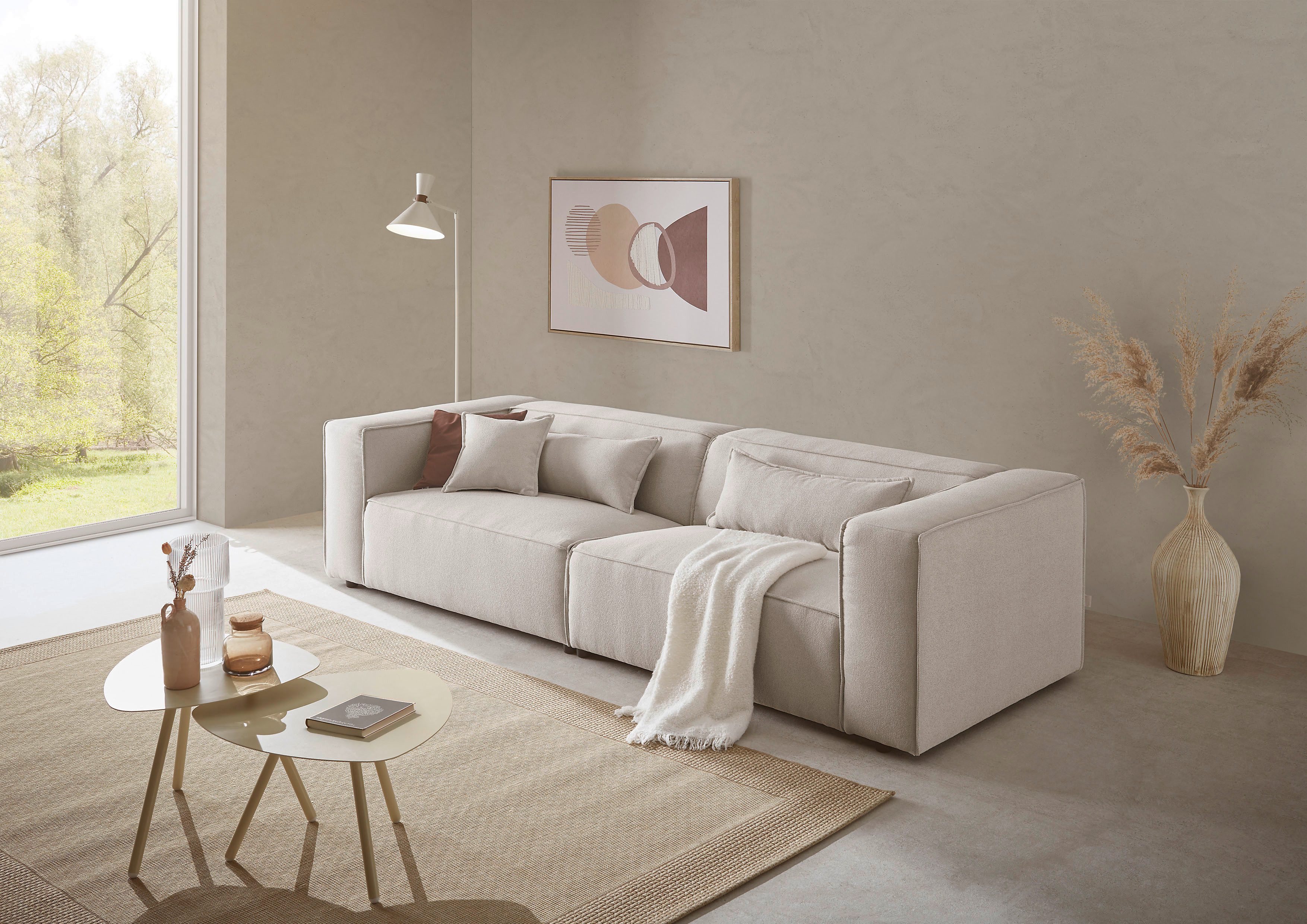 LeGer Home by Lena Gercke 3-Sitzer PIARA, Couch mit Kedernaht, Sofa in Cord günstig online kaufen