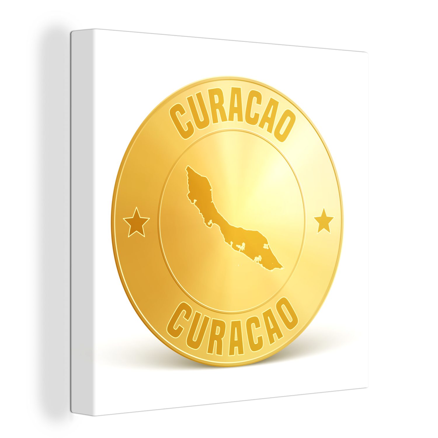 OneMillionCanvasses® Leinwandbild Illustration einer Goldmünze aus Curaçao, (1 St), Leinwand Bilder für Wohnzimmer Schlafzimmer