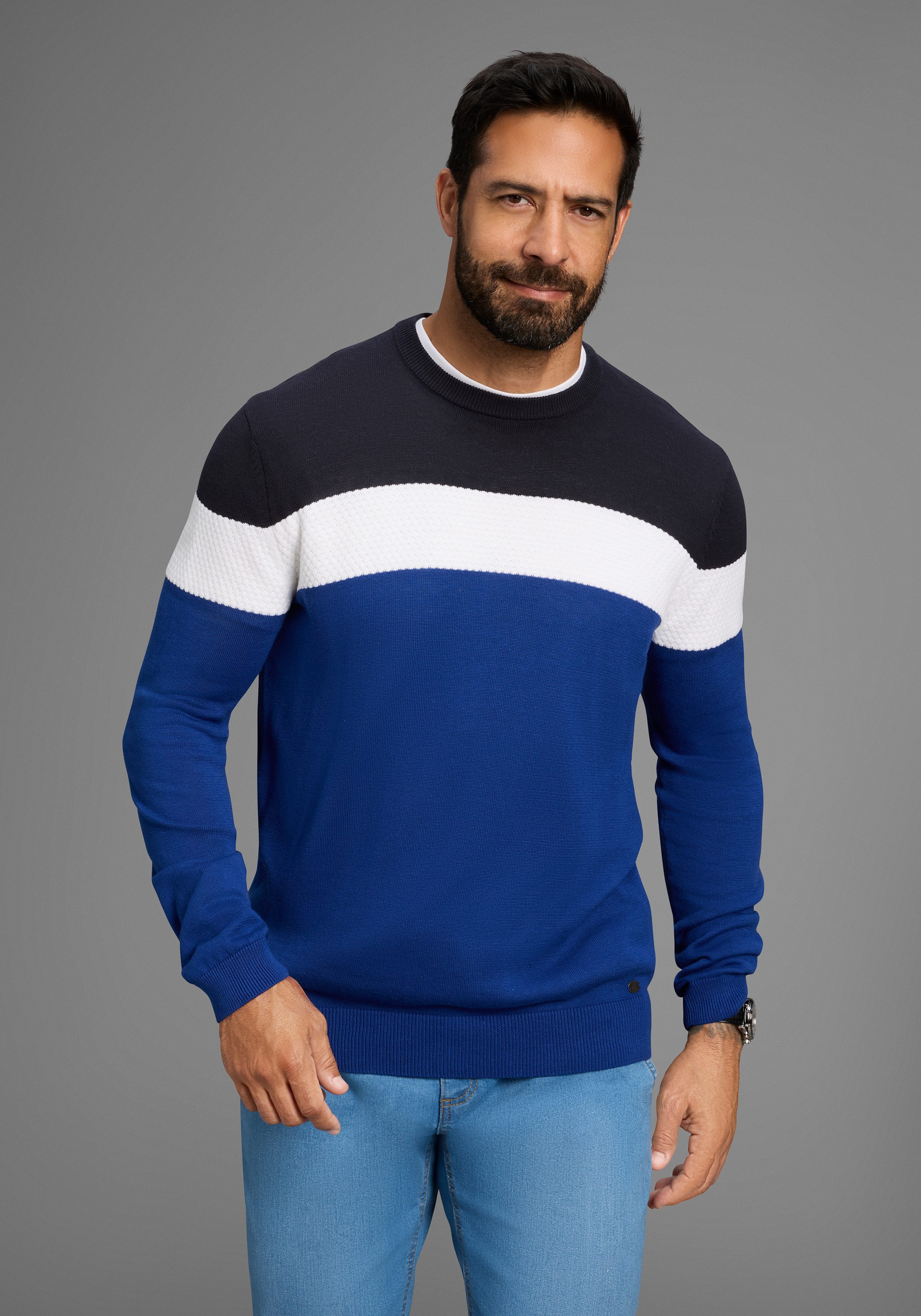 H.I.S Rundhalspullover neue Farben! Colorblocking, in günstig online kaufen