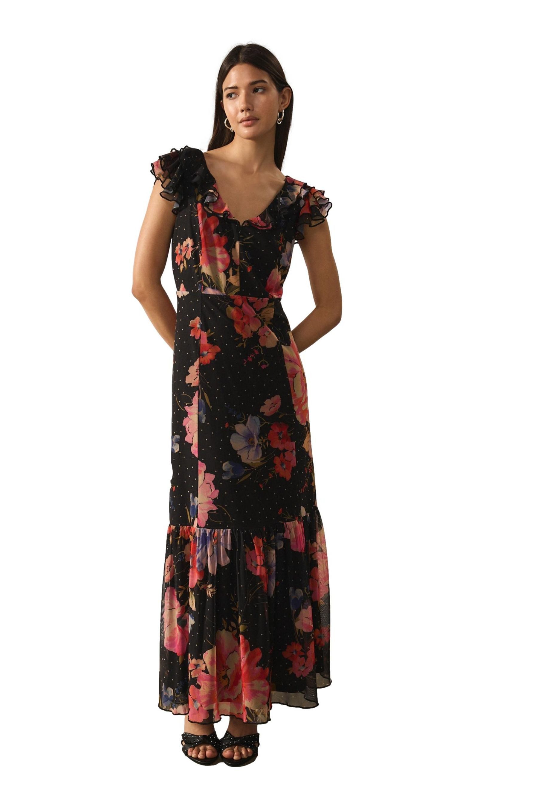 Next Maxikleid Gestuftes Midikleid mit gerüschtem Ausschnitt (1-tlg)