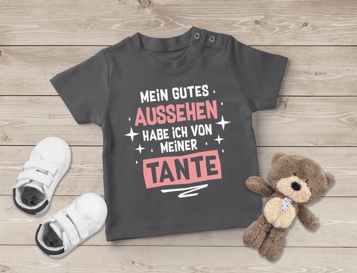 MoonWorks Print-Shirt Baby T-Shirt kurzarm Mein gutes Aussehen hab ich von meiner Tante /