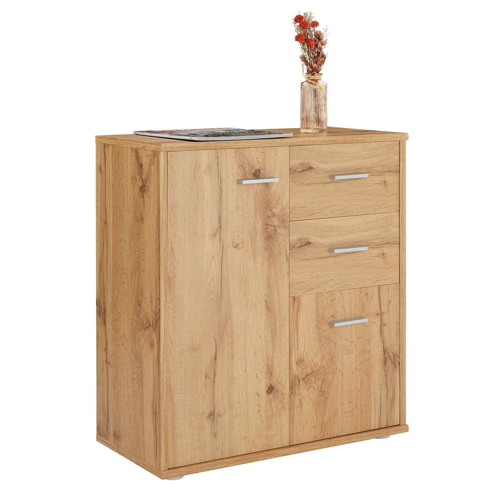 CARO-Möbel Highboard LOCARNO, Kommode Sideboard Mehrzweckschrank Beistell 2 Türen Schubladen in Wota