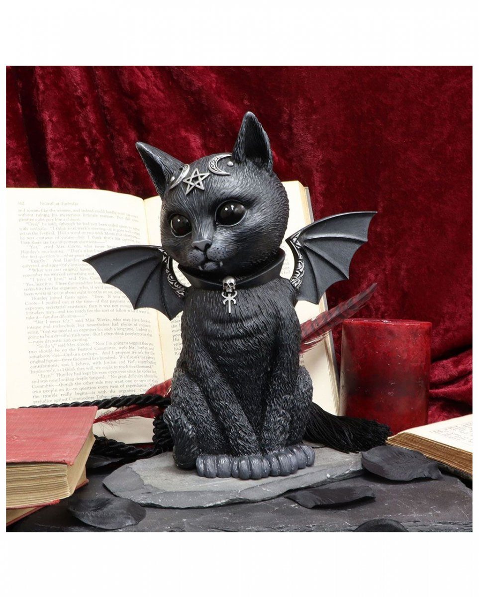 Schwarze Flügeln Desig Dekofigur Katze Malpuss Okkult im Horror-Shop mit