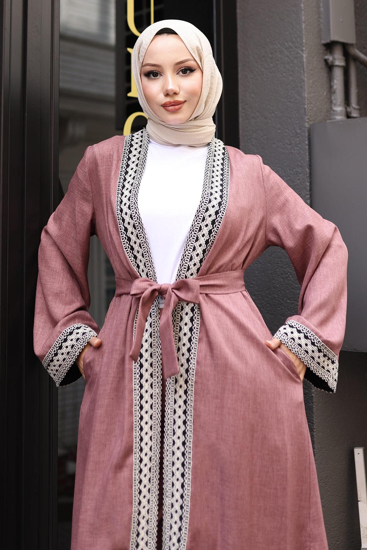 MODAMİHRAM Tunika Ethnisches Druck Kimono Set - Rose MSW19251-3 günstig online kaufen