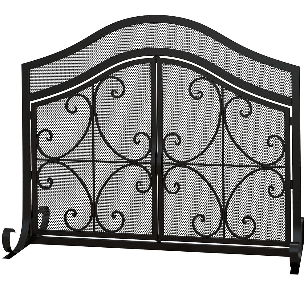 FELIXLEO Охранник печки Kaminschutzgitter Stahl Schwarz mit Magnettür Funkenschutz Wohnzimmer (1 St)