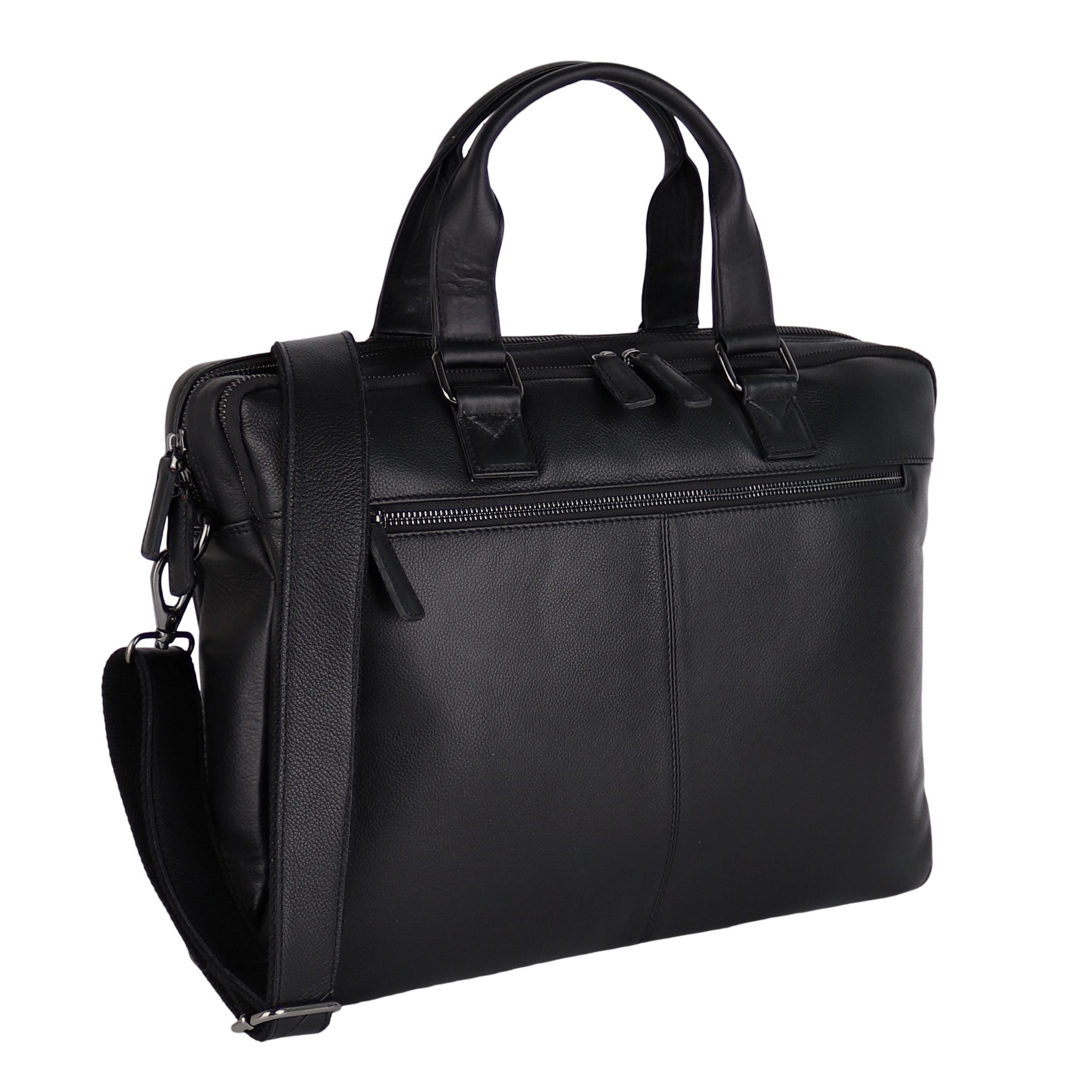 MIRROSI Businesstasche Laptoptasche aus Echtleder Weich, Aktentasche (abnehmbarer, verstellbarer Gurt, Riemen zur Befestigung am Koffergriff), Außenmaße: 42x32X9cm (BxHxT) (bis 15,6 Zoll Notebook)