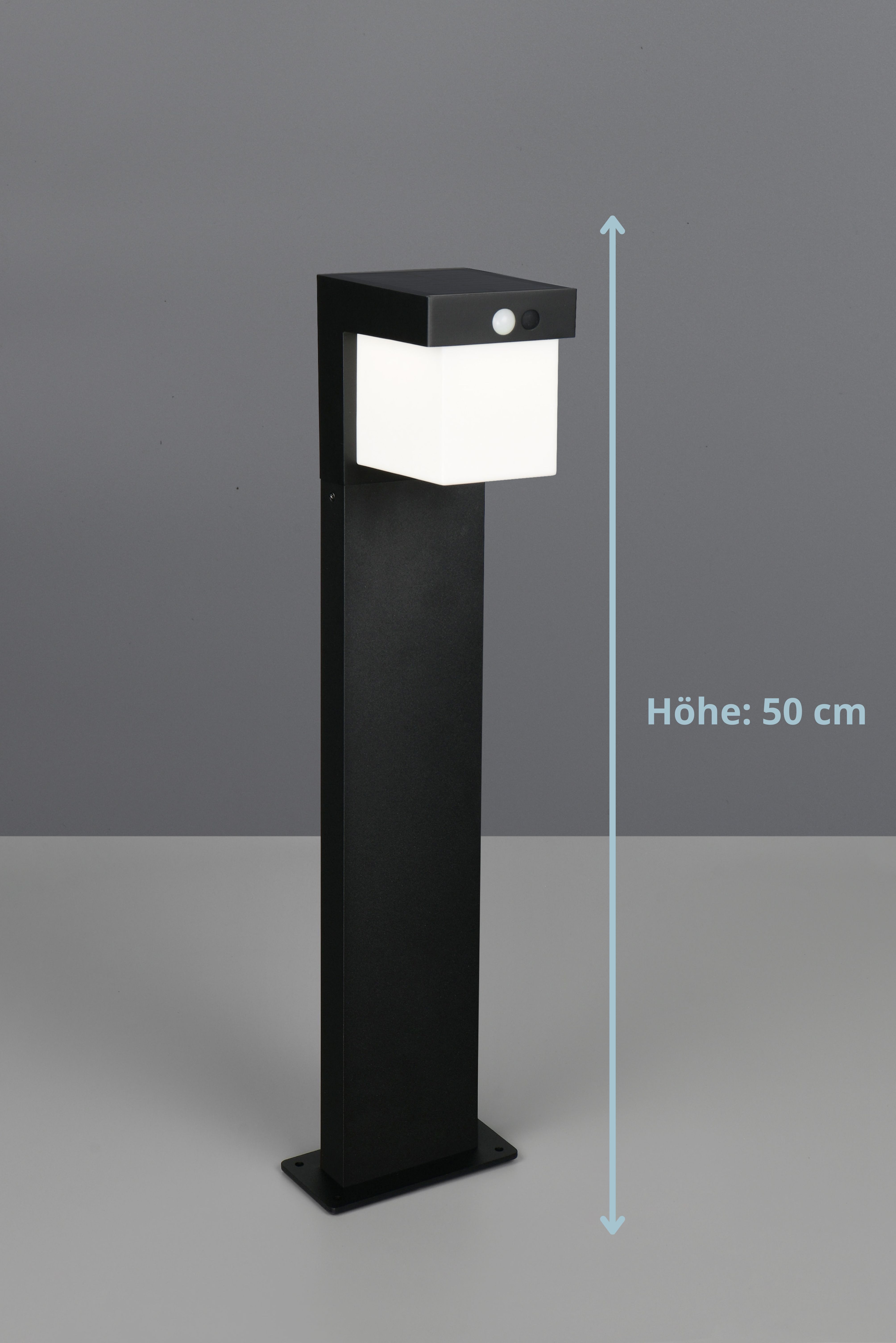 lightling LED Außen-Stehlampe Dexter, Hybrid-Solar-Netzbetrieb, LED fest integriert, neutralweiße Lichtfarbe, 2 Helligkeitsstufen, Dämmerungs- und Bewegungssensor, IP44 Schutz