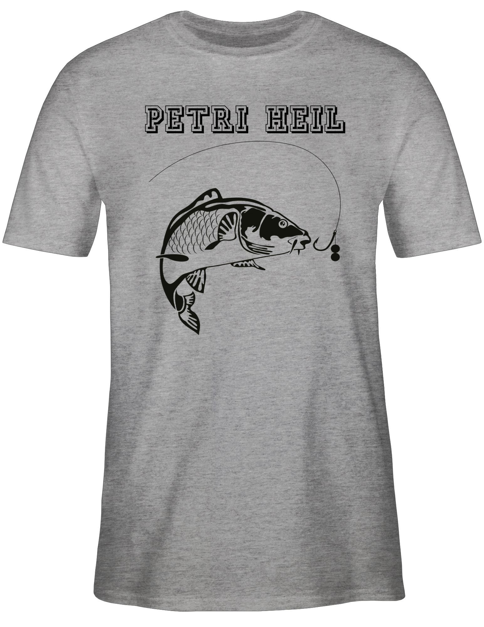 Shirtracer Petri Heil Grau Angler Geschenke meliert T-Shirt 3