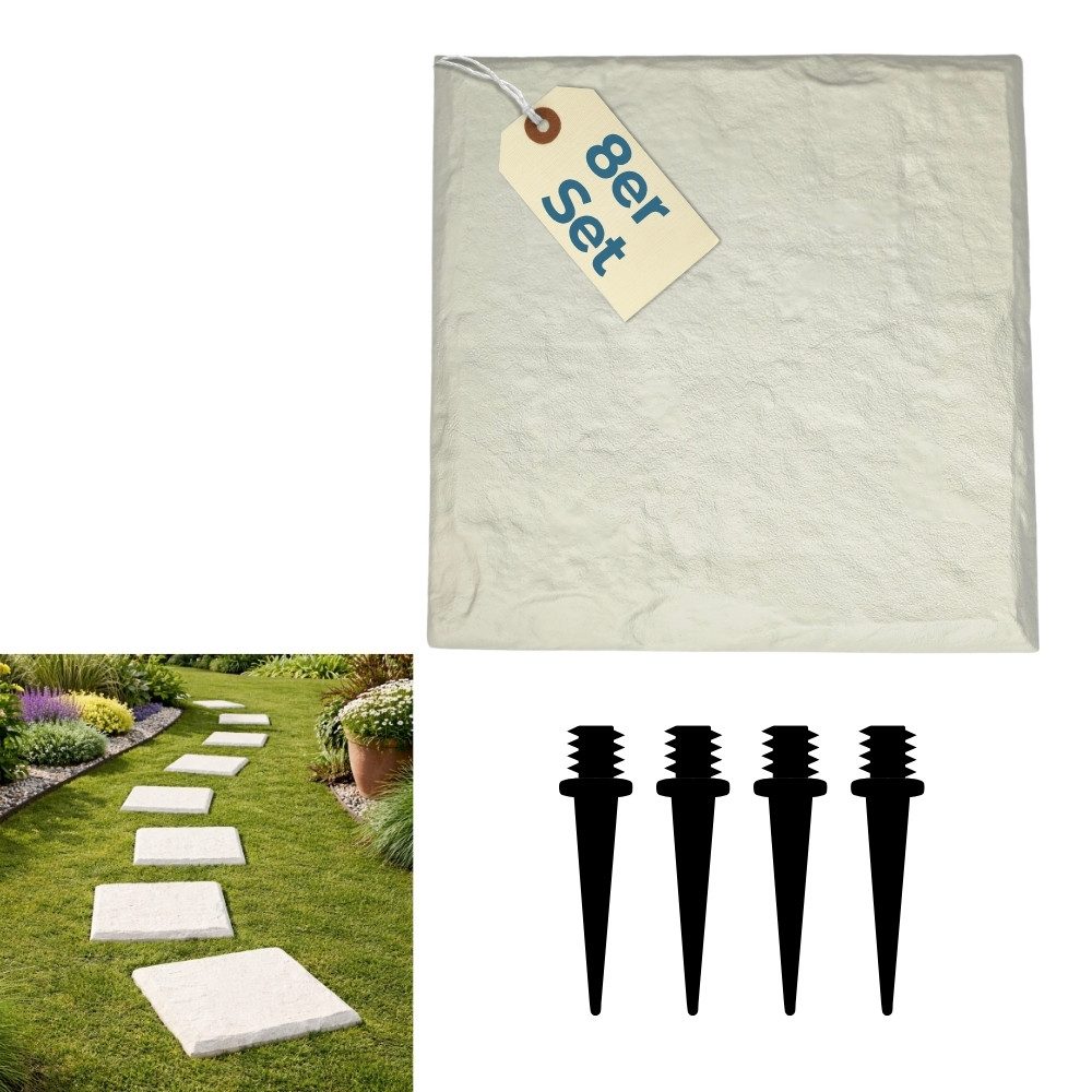 GarPet Klickfliesen 8er Set Trittsteine Garten Gehwegplatten Kunststoff 40x40 Trittplatten