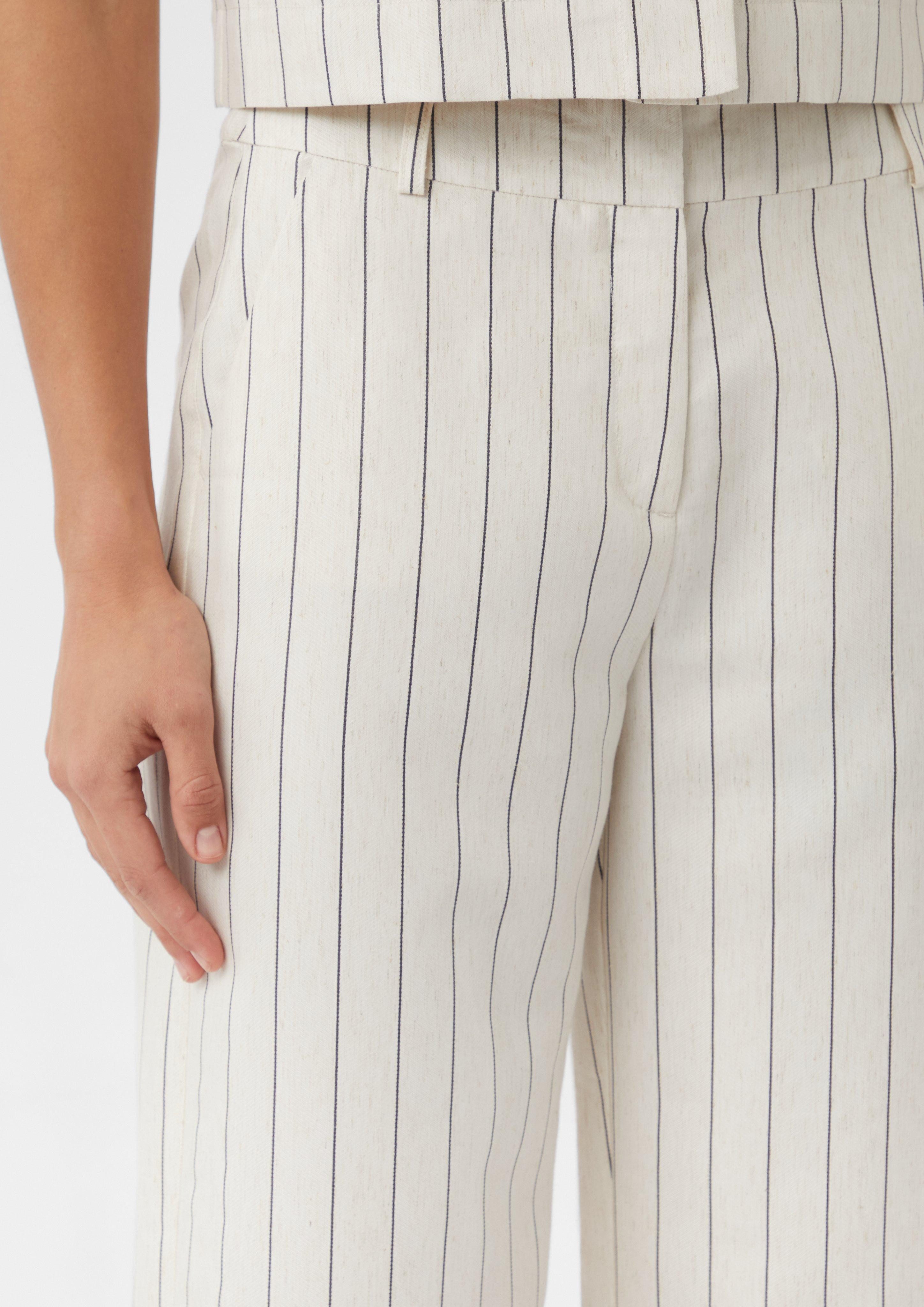 Comma Stoffhose Gestreifte Culotte aus Leinenmix günstig online kaufen