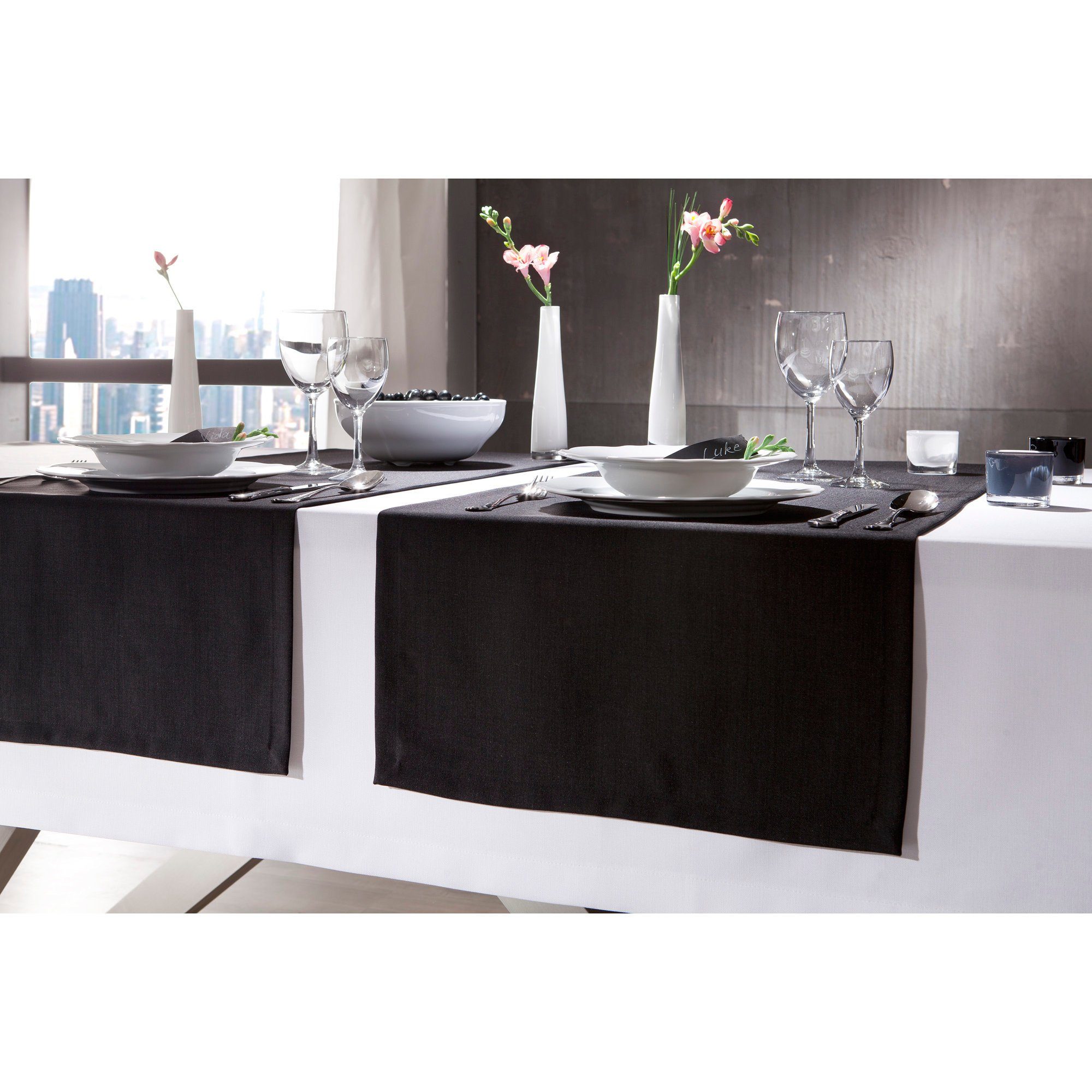 Tischläufer schwarz + sander "Loft" home (1-tlg), table Uni Tischdecke fleckabweisend