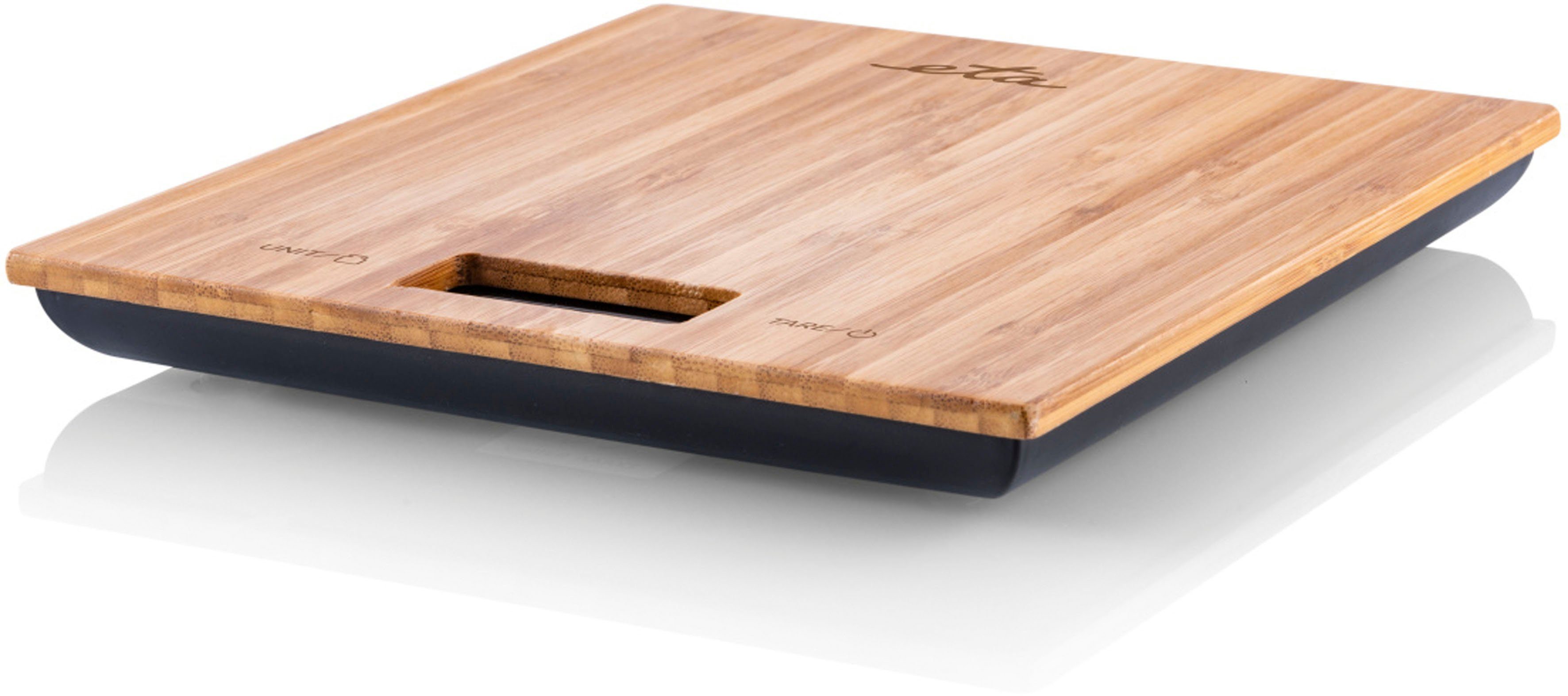 eta Küchenwaage Bambi, ETA977890000, (3-tlg), bis 5kg, Genauigkeit 1g, LCD-Display, TARE, Bambus Design