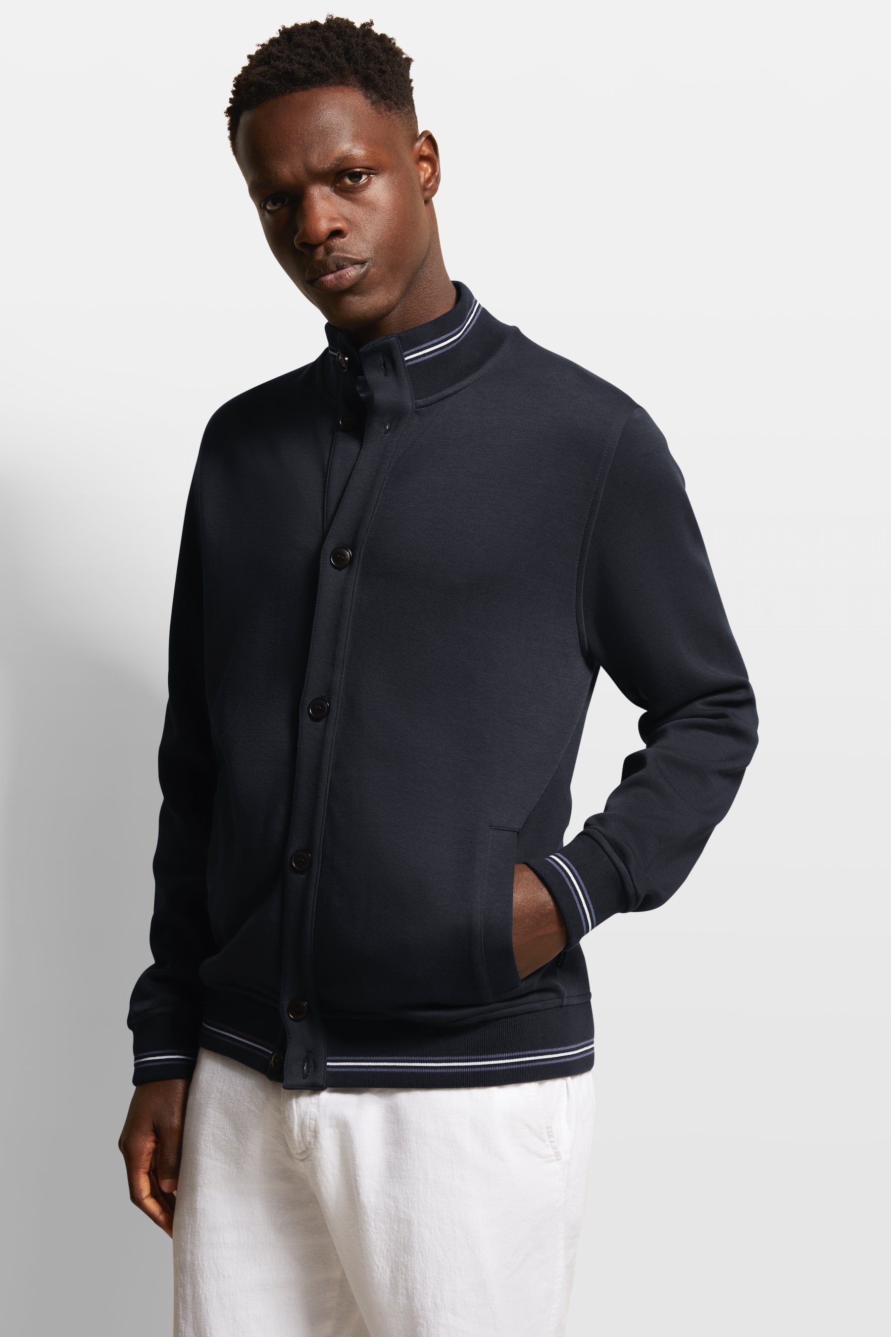 bugatti Sweatshirt mit Collegekragen