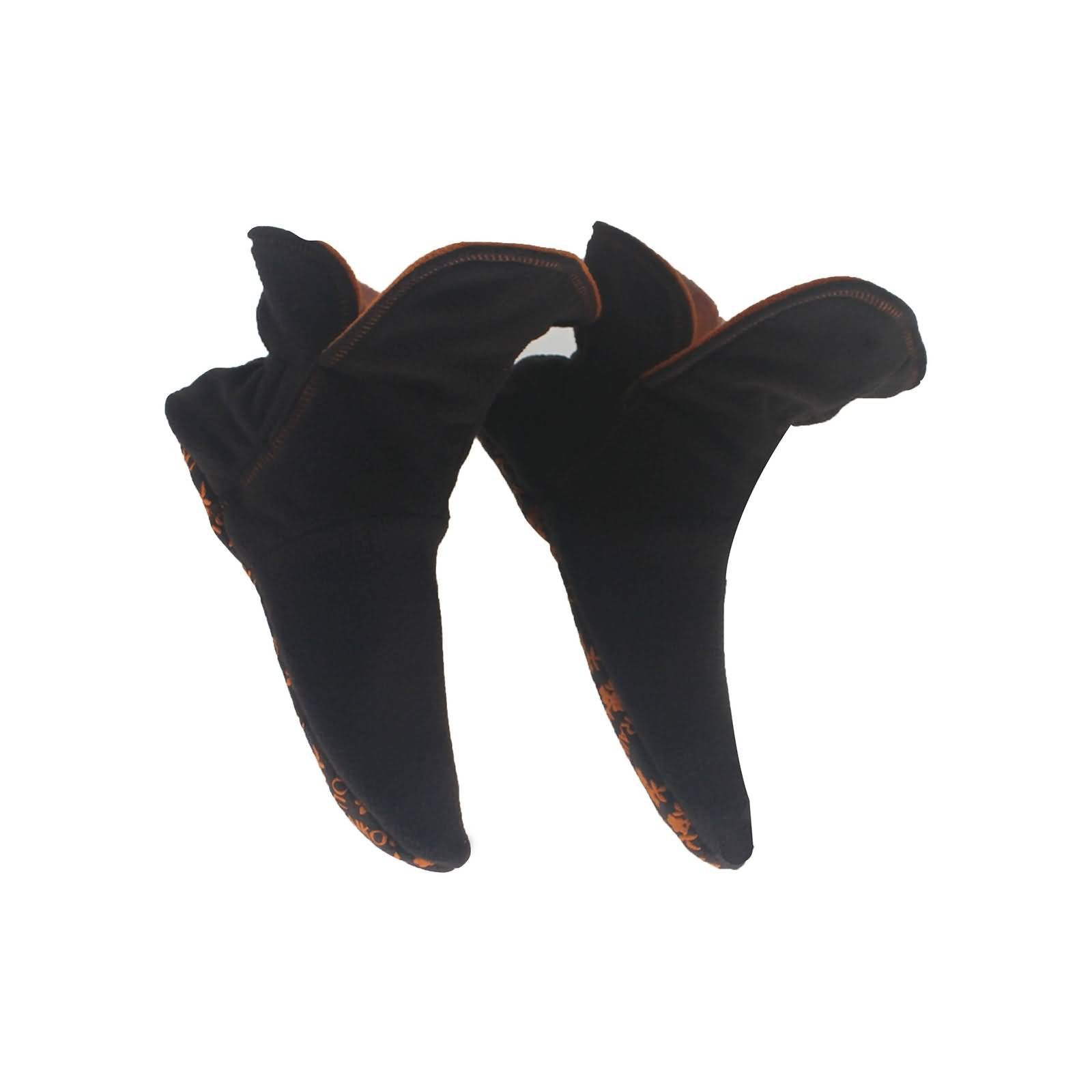 und Kinder  Hausstiefel mit Rutschfester Hausschuh Sohle für (aus Flauschige) Fleece Herren Damen Stoppersocken Super Miro und Hüttenschuhe ABS RAIKOU Coffee/Orange