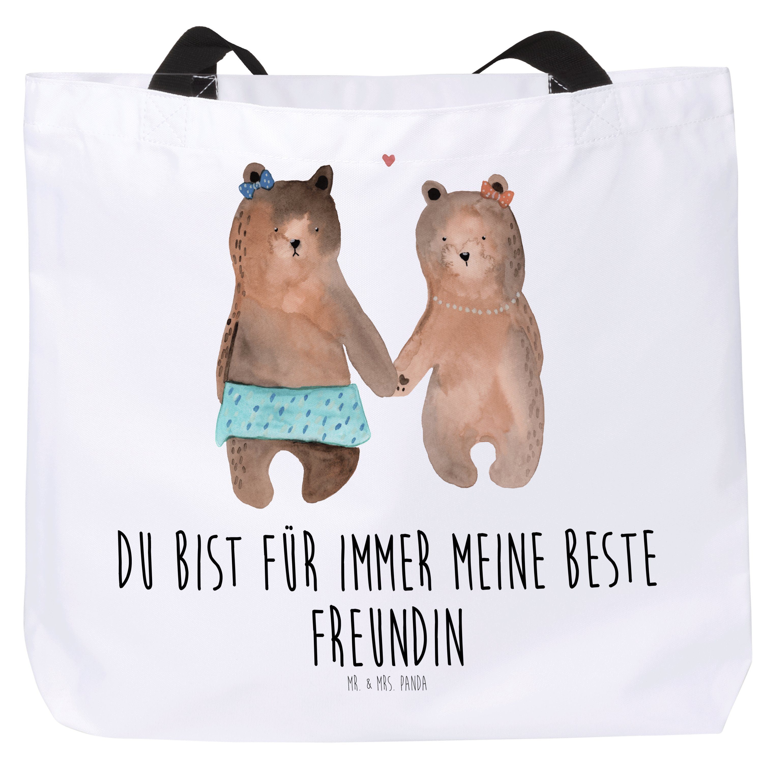 Mr. & Mrs. Panda Shopper Bär Freundin - Weiß - Geschenk, Beutel, Shopper, Freizeittasche, Eink (1-tlg)